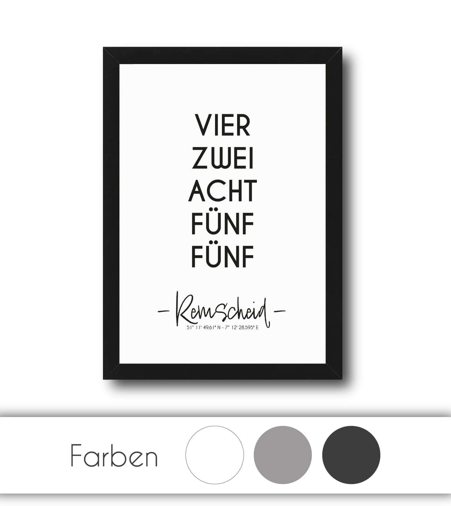 Personalisiertes Koordinatenposter "PLZ" Postleitzahl, Bildfarbe: Anthrazit/Schwarz, Grau, Weiß, Bildgröße: 13x18cm, DIN A4, DIN A3, Bilderrahmen: Ohne Bilderrahmen, Bilderrahmen weiß ohne Passepartout, Bilderrahmen schwarz ohne Passepartout, Bilderrahmen weiß mit Passepartout, Bilderrahmen schwarz mit Passepartout, Copyright: 321geschenke.de