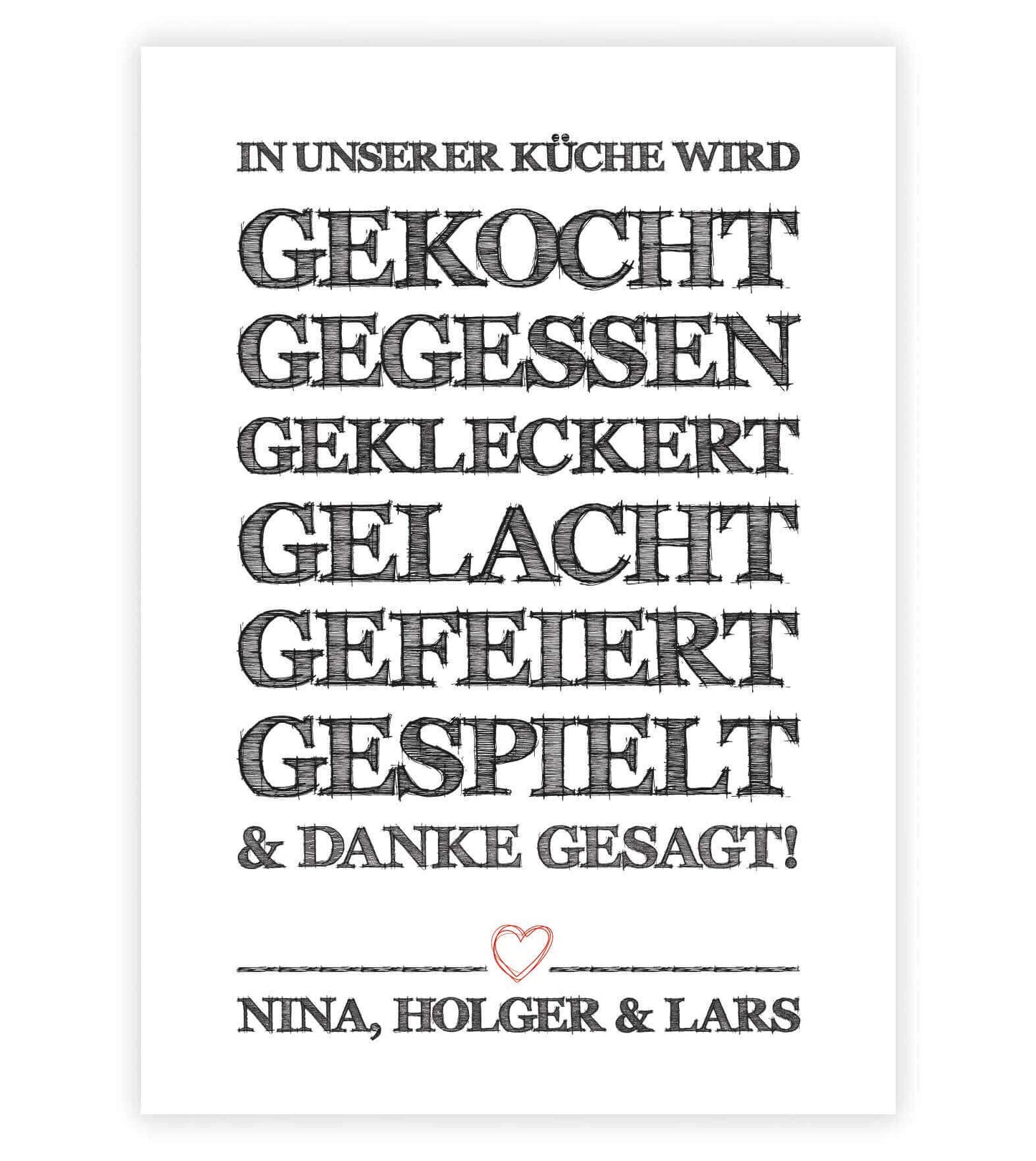 Personalisiertes Bild “In unserer Küche ….”, Variante: Variante 1, Bildgröße: 13x18cm, DIN A4, DIN A3, Bilderrahmen: Ohne Bilderrahmen, Copyright: 321geschenke.de