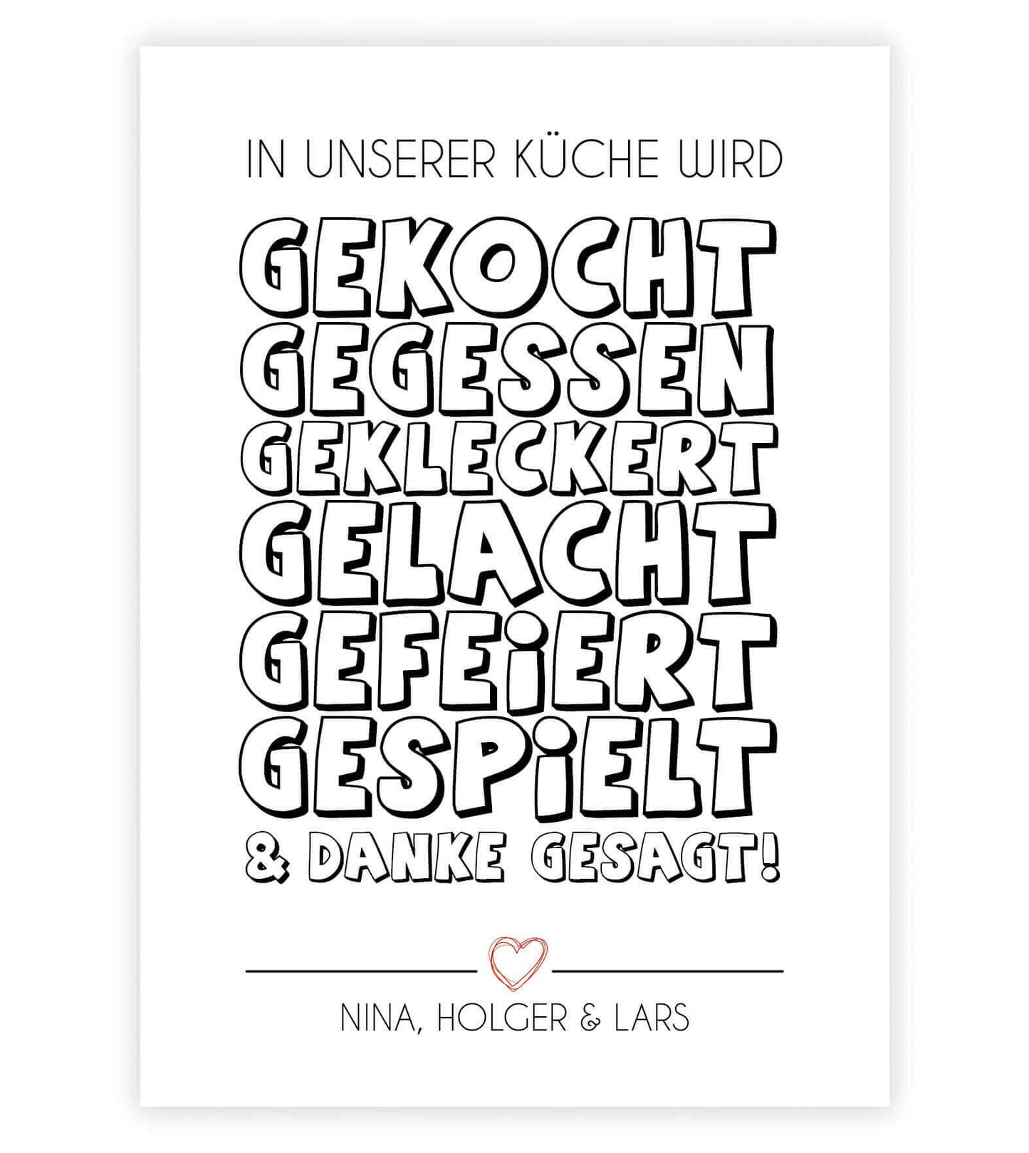 Personalisiertes Bild “In unserer Küche ….”, Variante: Variante 2, Bildgröße: 13x18cm, DIN A4, DIN A3, Bilderrahmen: Ohne Bilderrahmen, Copyright: 321geschenke.de