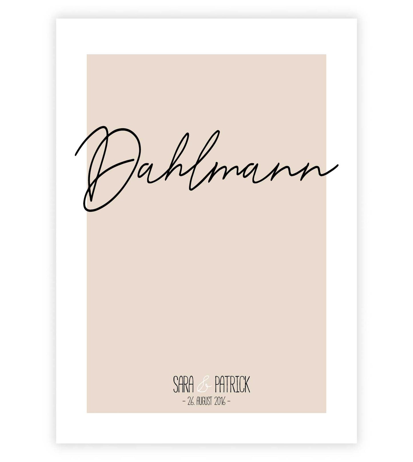 Personalisiertes Poster “Nachname”, Bildfarbe: Beige, Bildgröße: 13x18cm, DIN A4, DIN A3, Bilderrahmen: Ohne Bilderrahmen, Copyright: 321geschenke.de