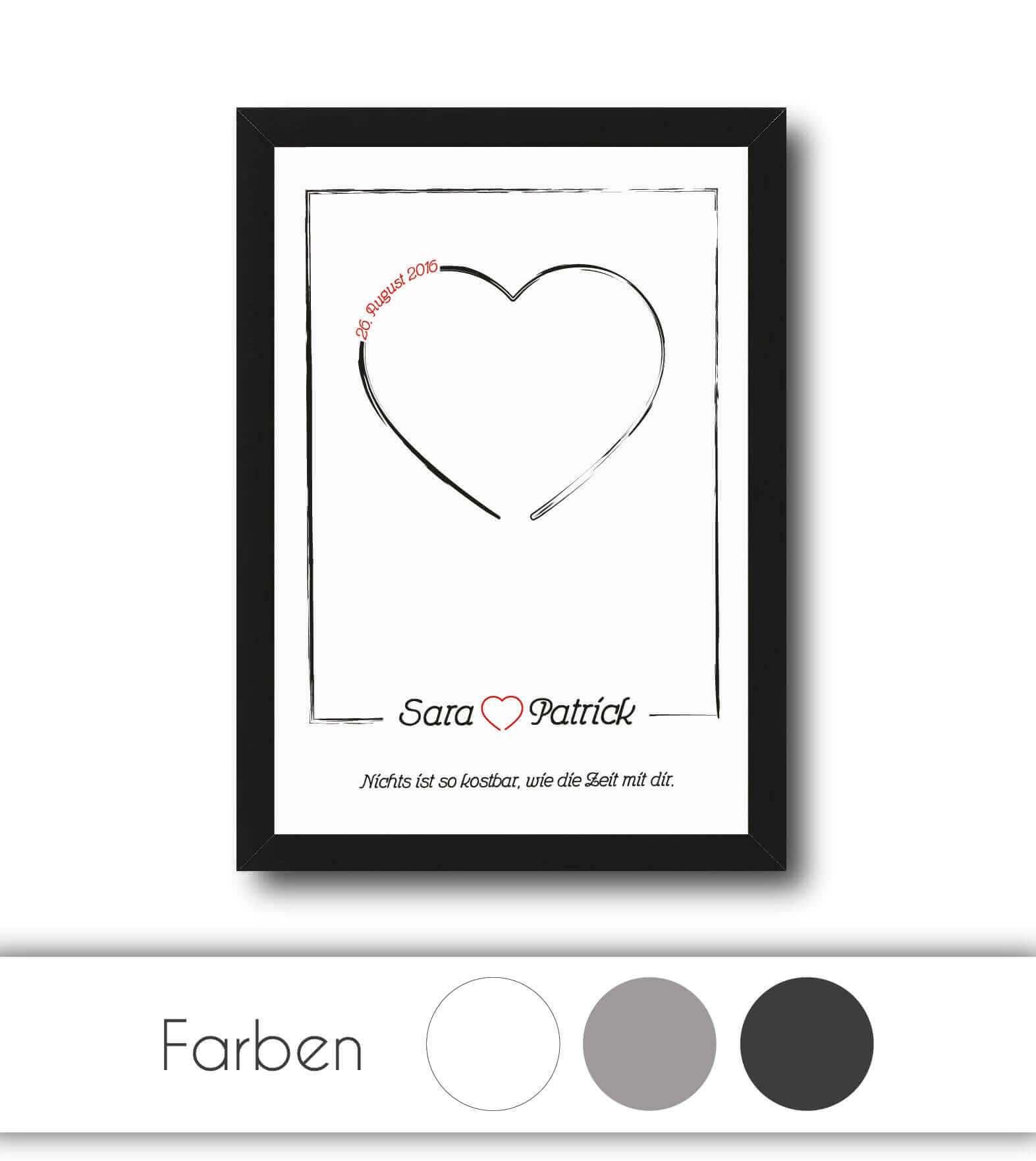 Personalisiertes Bild „Liebe”, Bildgröße: DIN A4, DIN A3,13x18cm, Bilderrahmen: Ohne Bilderrahmen, mit weißem Bilderrahmen, mit schwarzem Bilderrahmen, Copyright:321geschenke.de