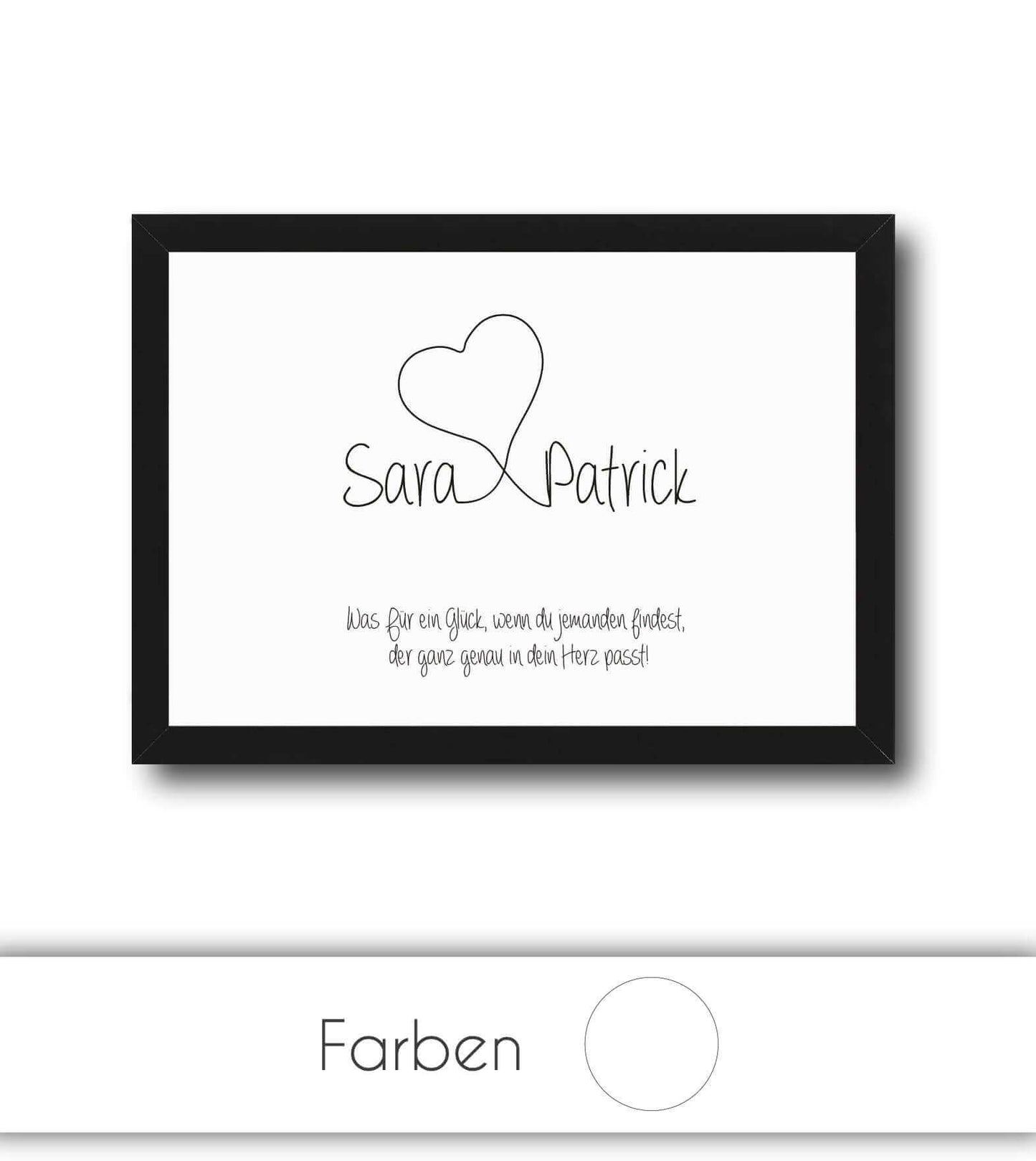 Personalisiertes Bild “HERZ MIT NAMEN”, Bildfarbe: Weiß, Bildgröße: 13x18cm, DIN A4, DIN A3, Bilderrahmen: Ohne Bilderrahmen, Bilderrahmen weiß ohne Passepartout, Bilderrahmen schwarz ohne Passepartout, Bilderrahmen weiß mit Passepartout, Bilderrahmen schwarz mit Passepartout, Copyright:321geschenke.de