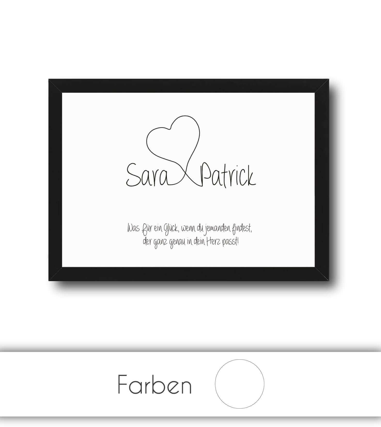 Personalisiertes Bild “HERZ MIT NAMEN”, Bildfarbe: Weiß, Bildgröße: 13x18cm, DIN A4, DIN A3, Bilderrahmen: Ohne Bilderrahmen, Bilderrahmen weiß ohne Passepartout, Bilderrahmen schwarz ohne Passepartout, Bilderrahmen weiß mit Passepartout, Bilderrahmen schwarz mit Passepartout, Copyright:321geschenke.de