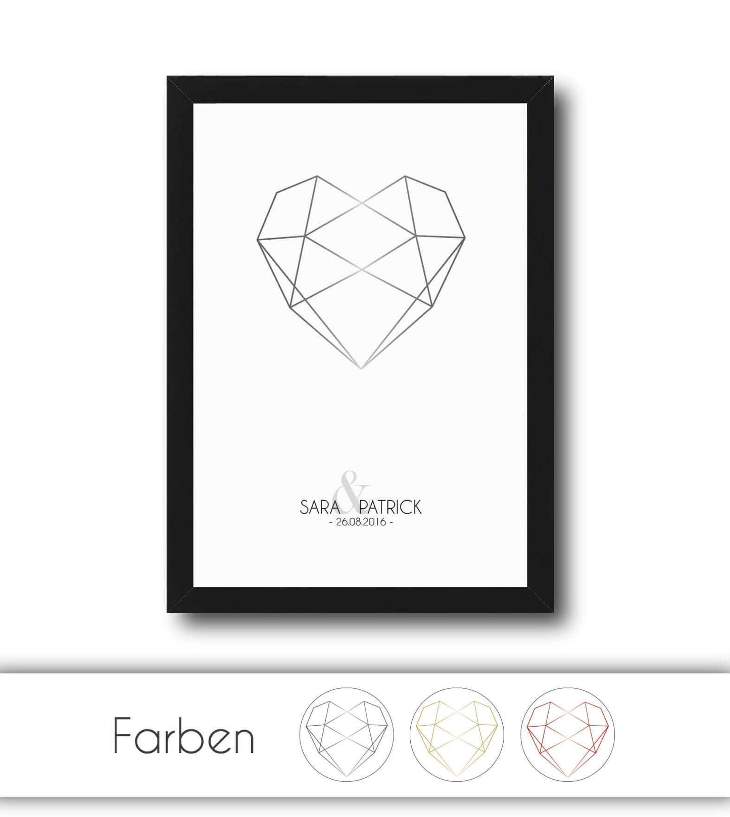 Personalisiertes Bild “Diamant”, Bildfarbe: Gold, Grau, Rot, Bildgröße: 13x18cm, DIN A4, DIN A3, Bilderrahmen: Ohne Bilderrahmen, Bilderrahmen weiß ohne Passepartout, Bilderrahmen schwarz ohne Passepartout, Bilderrahmen weiß mit Passepartout, Bilderrahmen schwarz mit Passepartout, Copyright: 321geschenke.de