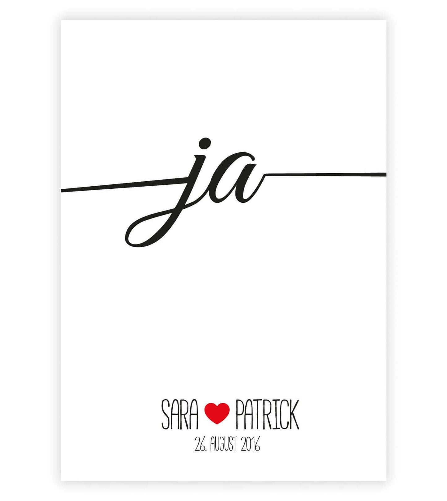 Personalisiertes Bild “JA”, Bildfarbe: Weiß, Bildgröße: 13x18cm, DIN A4, DIN A3, Bilderrahmen: Ohne Bilderrahmen, Bilderrahmen weiß ohne Passepartout, Bilderrahmen schwarz ohne Passepartout, Bilderrahmen weiß mit Passepartout, Bilderrahmen schwarz mit Passepartout, Copyright:321geschenke.de