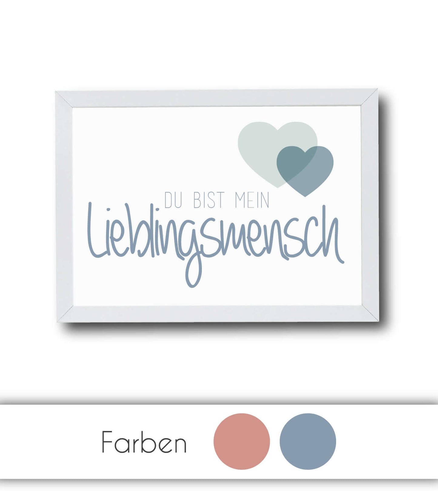 Personalisiertes Bild „Lieblingsmensch”, Bildfarbe: Blau, Rosa, Bildgröße: 13x18cm, DIN A4, DIN A3, Bilderrahmen: Ohne Bilderrahmen, Bilderrahmen weiß ohne Passepartout, Copyright:321geschenke.de