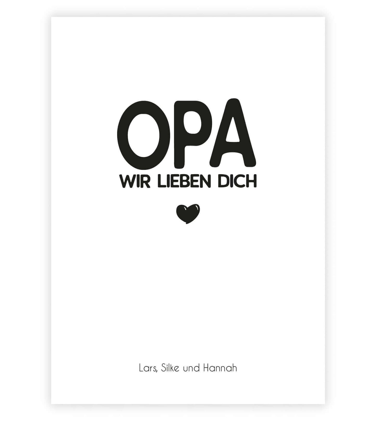 Personalisiertes Bild “OPA - Wir lieben dich”, Bildgröße: 13x18cm, DIN A4, DIN A3, Bilderrahmen: Ohne Bilderrahmen, Bilderrahmen weiß ohne Passepartout, Bilderrahmen schwarz ohne Passepartout, Bilderrahmen weiß mit Passepartout, Bilderrahmen schwarz mit Passepartout, ,Copyright: 321geschenke.de