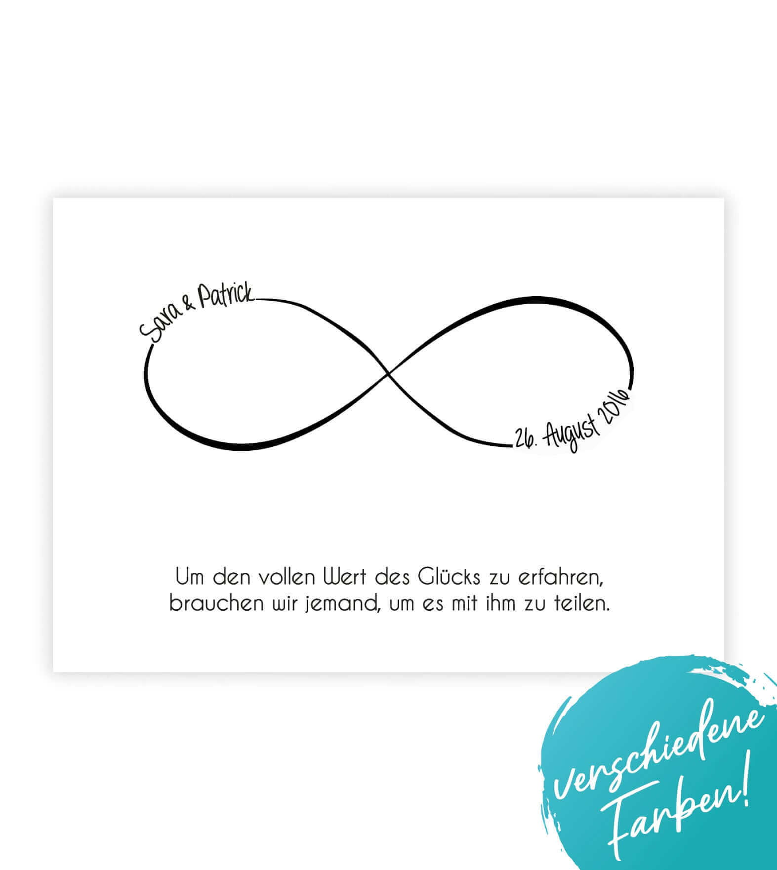 Personalisiertes Bild „Unendlichkeit”, Bildfarbe: Anthrazit/Schwarz, Weiß, Bildgröße: 13x18cm, DIN A4, DIN A3, Bilderrahmen: Ohne Bilderrahmen, Bilderrahmen weiß ohne Passepartout, Bilderrahmen schwarz ohne Passepartout, Copyright:321geschenke.de