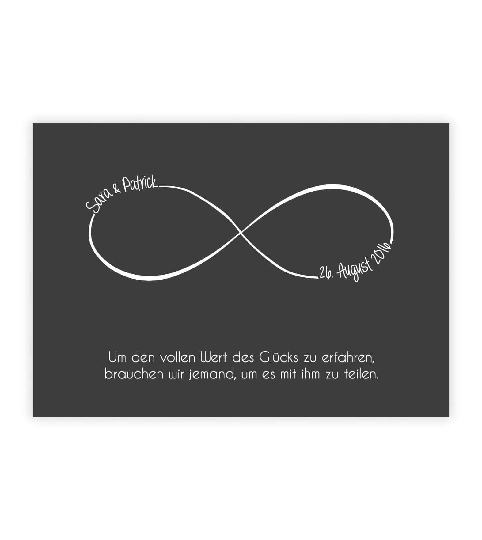 Personalisiertes Bild „Unendlichkeit”, Bildfarbe: Anthrazit/Schwarz, Bildgröße: 13x18cm, DIN A4, DIN A3, Bilderrahmen: Ohne Bilderrahmen, Copyright: 321geschenke.de