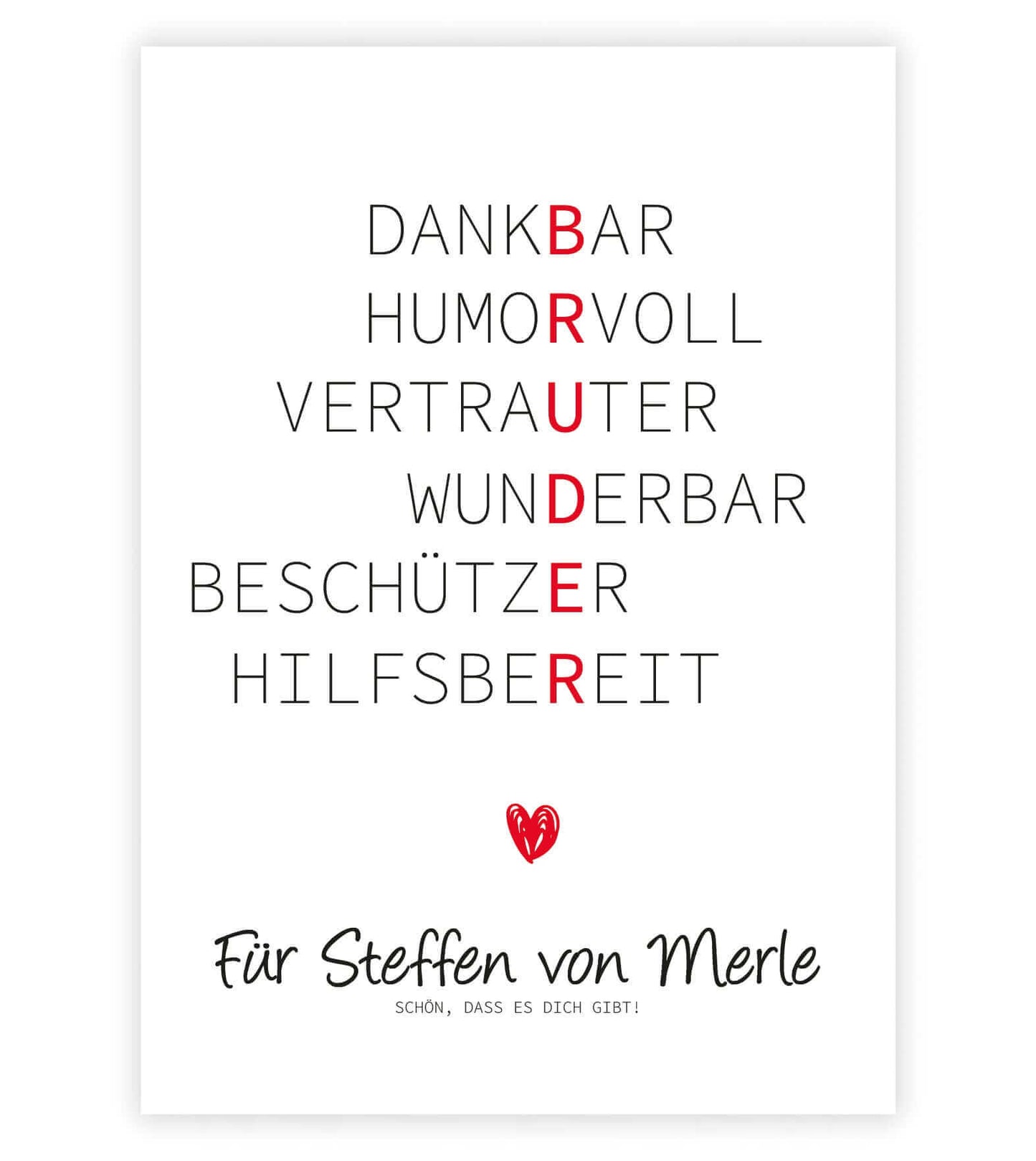 Personalisiertes Bild “Wörterposter BRUDER”, Bildgröße: 13x18cm, DIN A4, DIN A3, Bilderrahmen: Ohne Bilderrahmen, Bilderrahmen weiß ohne Passepartout, Bilderrahmen schwarz ohne Passepartout, Bilderrahmen weiß mit Passepartout, Bilderrahmen schwarz mit Passepartout, ,Copyright: 321geschenke.de