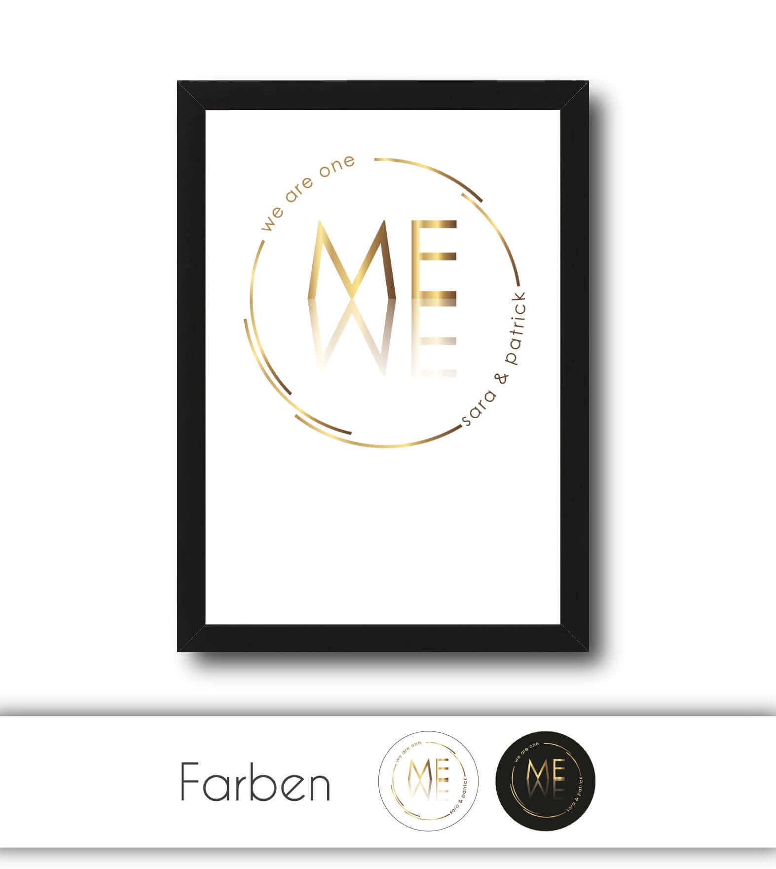 Personalisiertes Bild “we are one” ME=WE, Bildfarbe: Weiß, Schwarz, Bildgröße: 13x18cm, DIN A4, DIN A3, Bilderrahmen: Ohne Bilderrahmen, Bilderrahmen weiß ohne Passepartout, Bilderrahmen schwarz ohne Passepartout, Bilderrahmen schwarz mit Passepartout, Bilderrahmen weiß mit Passepartout,Copyright: 321geschenke.de