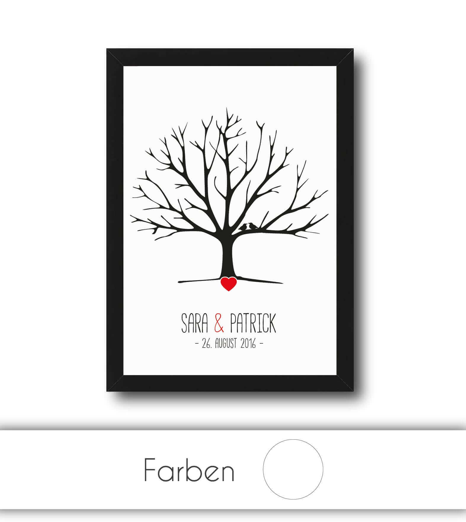 Personalisiertes Bild “Hochzeitsbaum”, Bildgröße: DIN A3, Bilderrahmen: Ohne Bilderrahmen, Bilderrahmen weiß ohne Passepartout, Bilderrahmen schwarz ohne Passepartout, Copyright: 321geschenke.de