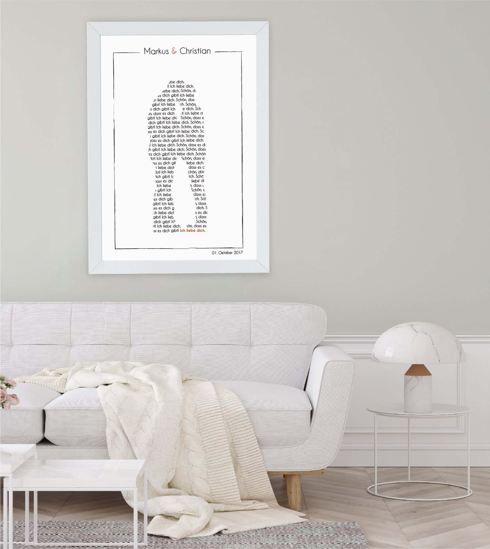 Anwendungsbild_Personalisiertes Bild “Liebespaar”, Bildgröße: 13x18cm, DIN A4, DIN A3, Bilderrahmen: Ohne Bilderrahmen, Bilderrahmen weiß ohne Passepartout, Bilderrahmen schwarz ohne Passepartout, Bilderrahmen weiß mit Passepartout, Bilderrahmen schwarz mit Passepartout, ,Copyright: 321geschenke.de
