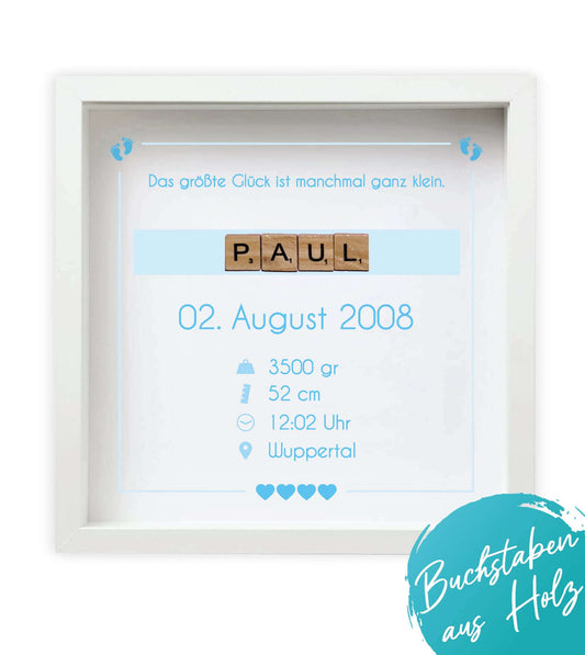 Personalisiertes Bild “Geburtsanzeige”, Bildfarbe: Rosa, Blau, Bildgröße: 25x25cm, Bilderrahmen: Ohne Bilderrahmen, Bilderrahmen weiß ohne Passepartout, Copyright: 321geschenke.de