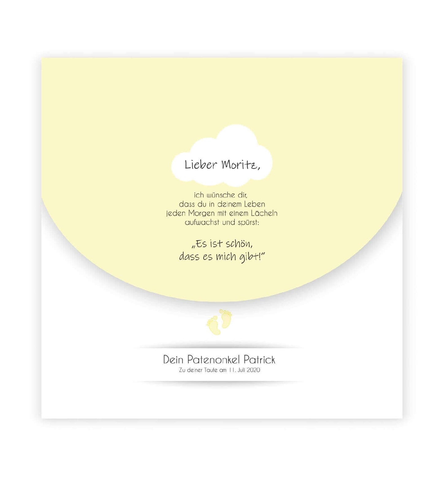 Personalisiertes Bild “Taufspruch”, Bildfarbe: gelb, Bildgröße: 25x25cm, Bilderrahmen: Ohne Bilderrahmen, Copyright: 321geschenke.de
