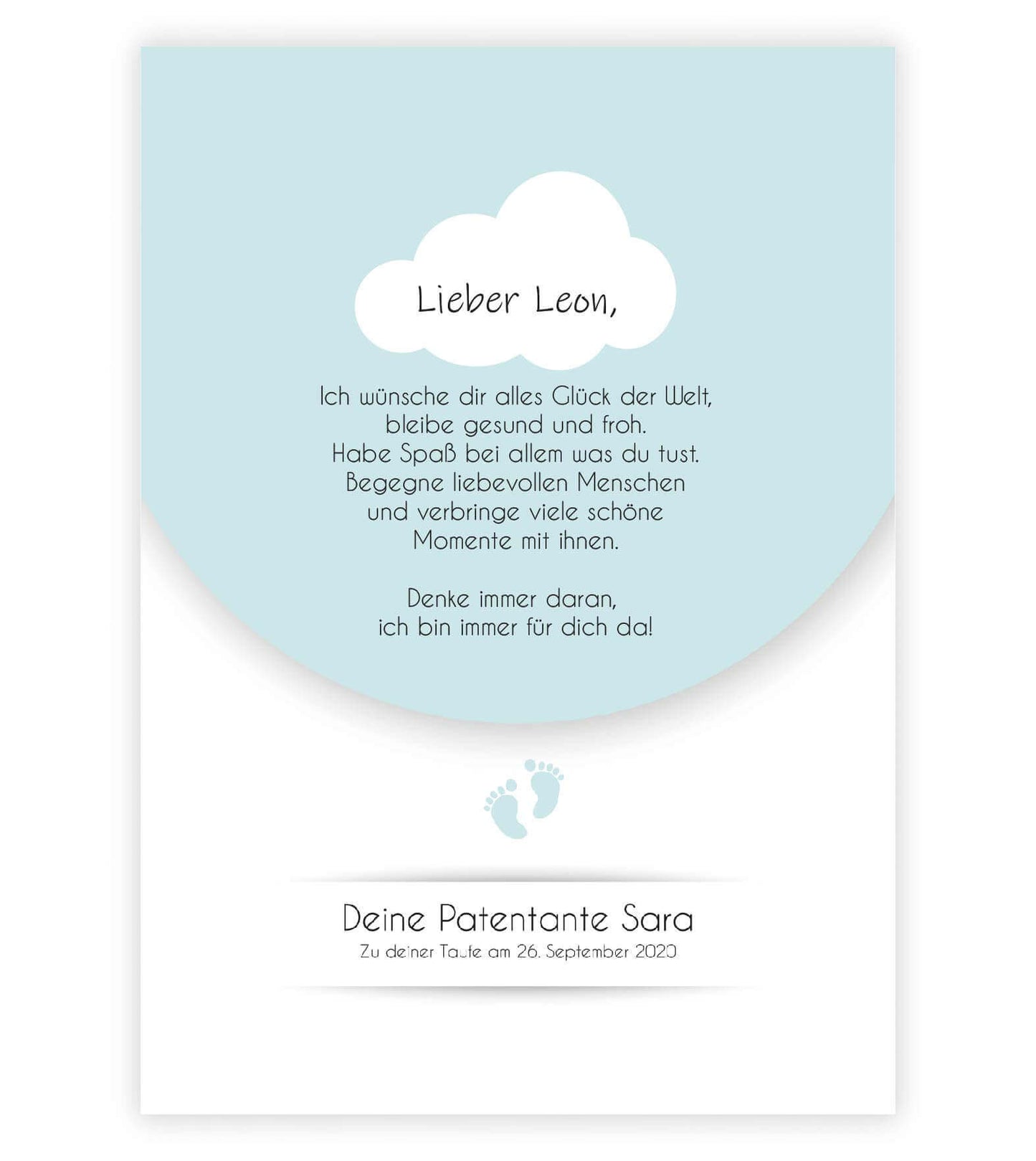 Personalisiertes Bild “Taufspruch”, Bildfarbe: blau, Bildgröße: 13x18cm, DIN A4, DIN A3, Bilderrahmen: Ohne Bilderrahmen, Copyright: 321geschenke.de