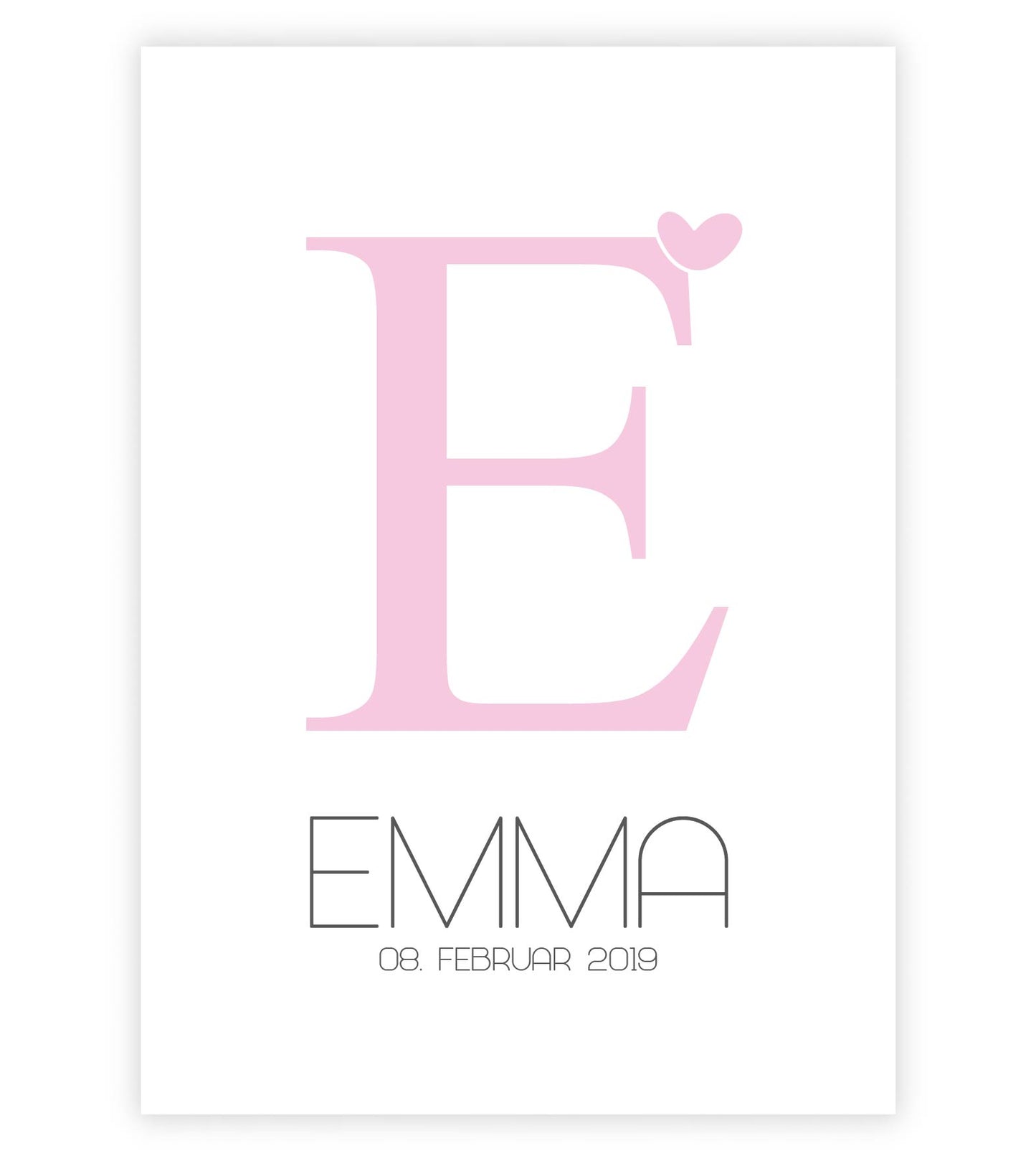 Personalisiertes Geburtsposter mit “Buchstabe und Vornamen”, Bildfarbe: Weiß/Rosa, Bildgröße: 13x18cm, DIN A4, DIN A3, Bilderrahmen: Ohne Bilderrahmen, Copyright: 321geschenke.de