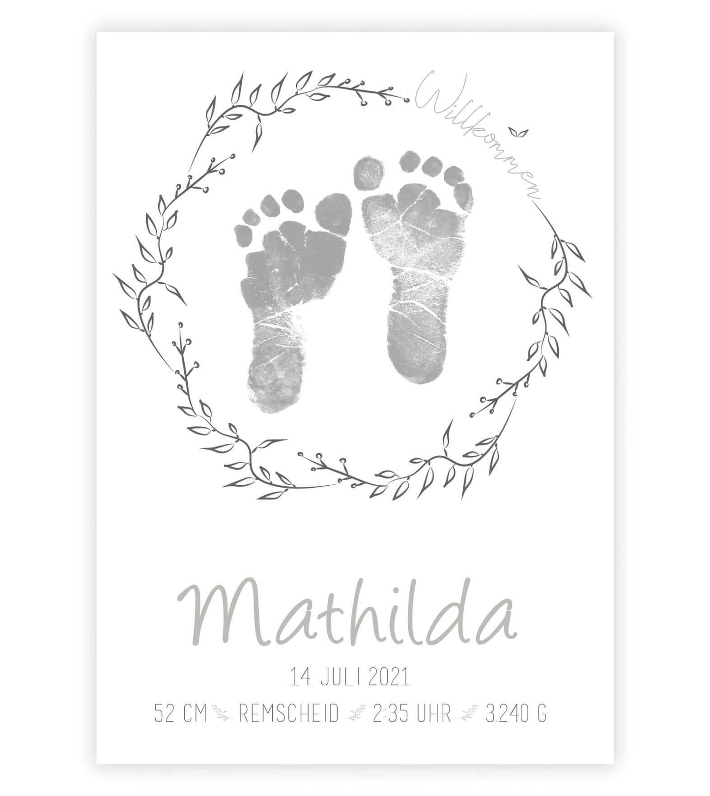 Personalisiertes Bild “Baby-Fußabdruck”, Bildgröße: DIN A4, DIN A3, Bilderrahmen: Ohne Bilderrahmen, Bilderrahmen weiß ohne Passepartout, Bilderrahmen schwarz ohne Passepartout, Copyright: 321geschenke.de