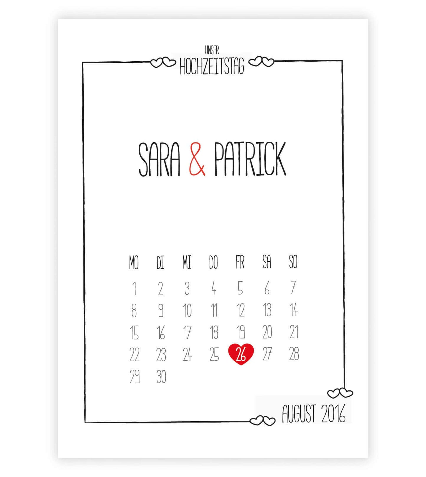 Personalisiertes Bild „Hochzeitstag” Kalender mit Datum, Variante: Variante 3, Bildgröße: 13x18cm, DIN A4, DIN A3, Bilderrahmen: Ohne Bilderrahmen, Copyright: 321geschenke.de
