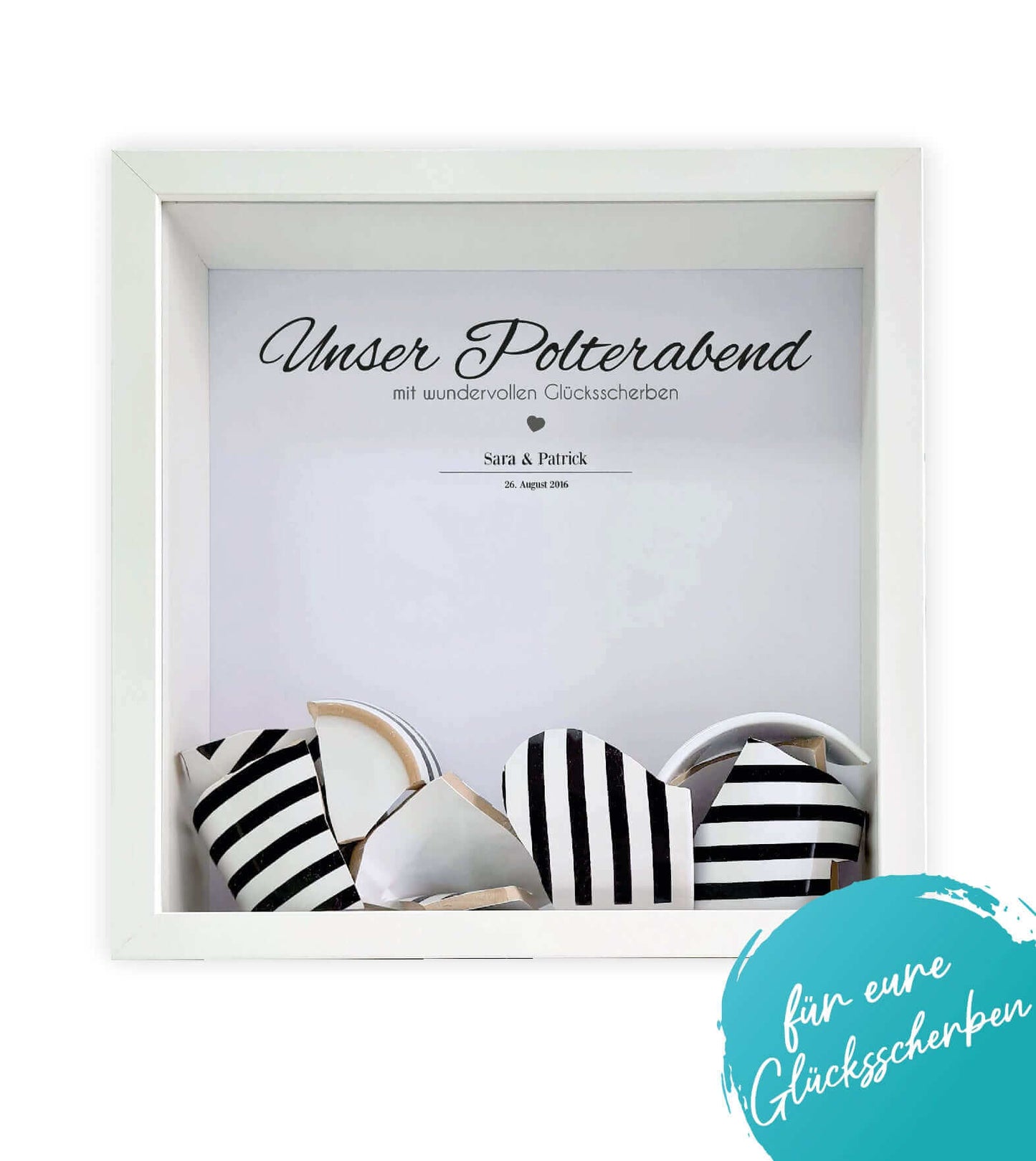 Personalisiertes Bild „Unser Polterabend”, Bildgröße: 25x25cm, Bilderrahmen: Ohne Bilderrahmen, Bilderrahmen weiß ohne Passepartout, Bilderrahmen schwarz ohne Passepartout, Copyright: 321geschenke.de