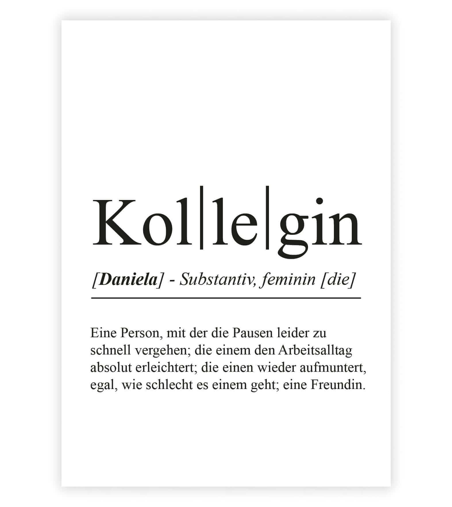Personalisiertes Bild “Definition KOLLEGIN”, Bildfarbe: Weiß, Bildgröße: 13x18cm, DIN A4, DIN A3, Bilderrahmen: Ohne Bilderrahmen, Bilderrahmen weiß ohne Passepartout, Bilderrahmen schwarz ohne Passepartout, Bilderrahmen weiß mit Passepartout, Bilderrahmen schwarz mit Passepartout, Copyright:321geschenke.de