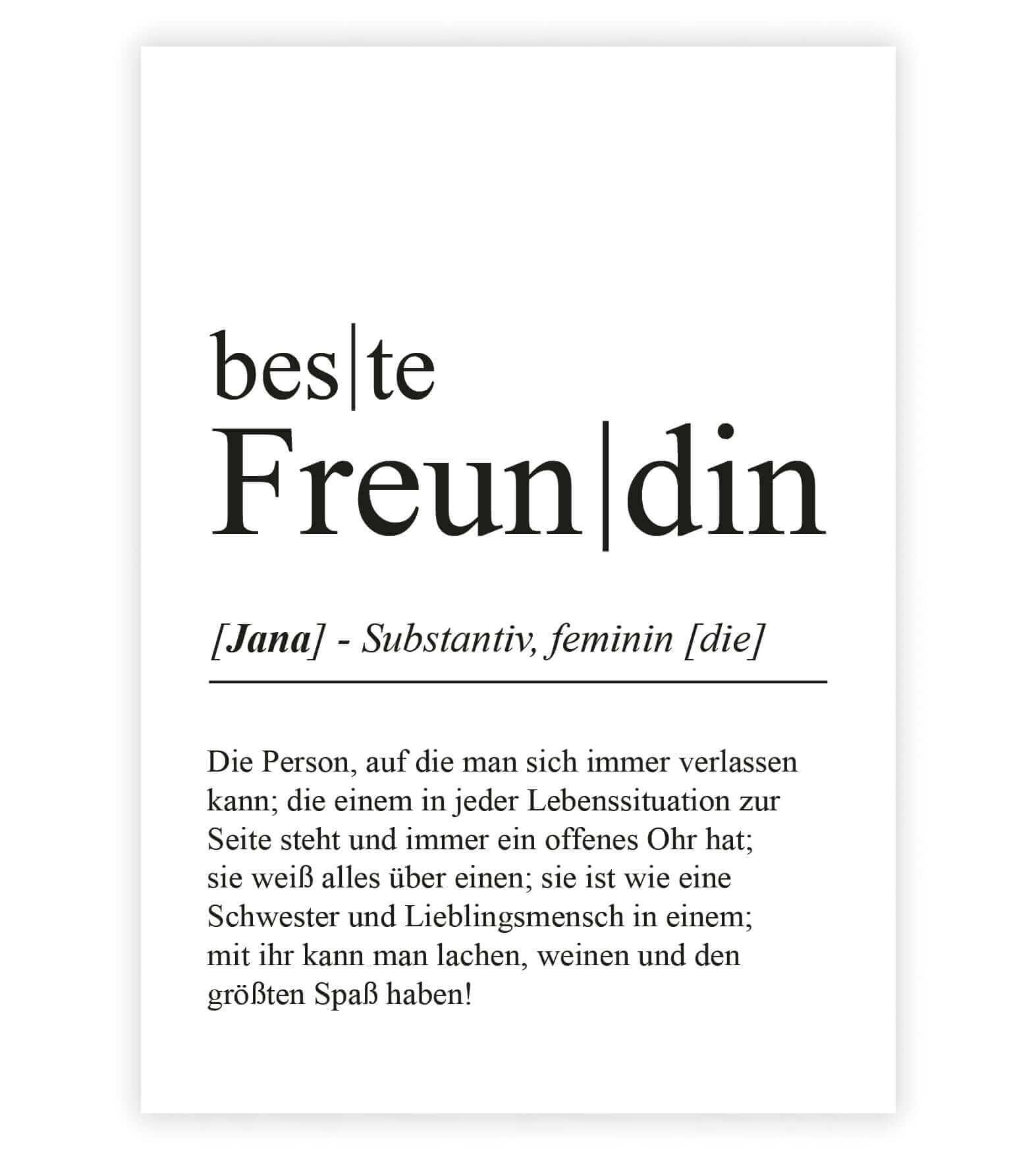 Personalisiertes Bild “Definition BESTE FREUNDIN”, Bildfarbe: Weiß, Bildgröße: 13x18cm, DIN A4, DIN A3, Bilderrahmen: Ohne Bilderrahmen, Bilderrahmen weiß ohne Passepartout, Bilderrahmen schwarz ohne Passepartout, Bilderrahmen weiß mit Passepartout, Bilderrahmen schwarz mit Passepartout, Copyright:321geschenke.de