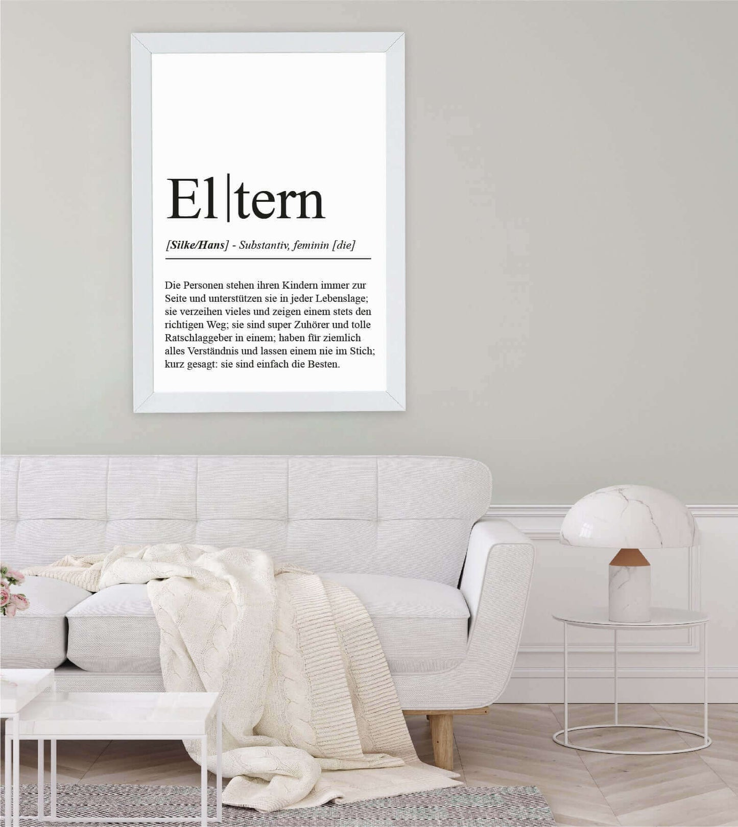 Anwendungsbild_Personalisiertes Bild “Definition ELTERN”, Bildfarbe: Weiß, Bildgröße: 13x18cm, DIN A4, DIN A3, Bilderrahmen: Ohne Bilderrahmen, Bilderrahmen weiß ohne Passepartout, Bilderrahmen schwarz ohne Passepartout, Bilderrahmen weiß mit Passepartout, Bilderrahmen schwarz mit Passepartout, Copyright:321geschenke.de
