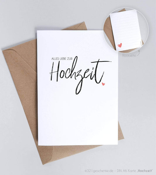 hochwertige Grußkarte mit Umschlag - Hochzeit-, Copyright: 321geschenke.de