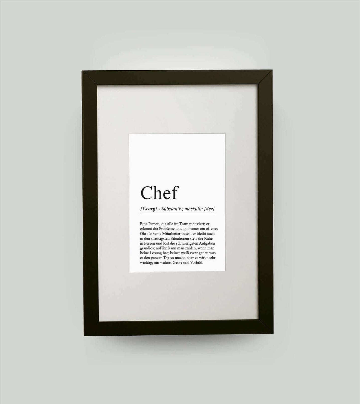 Personalisiertes Bild “Definition CHEF”, DIN 13x18cm, mit Rahmen schwarz 21x30cm, ohne Passepartout, Copyright: 321geschenke.de