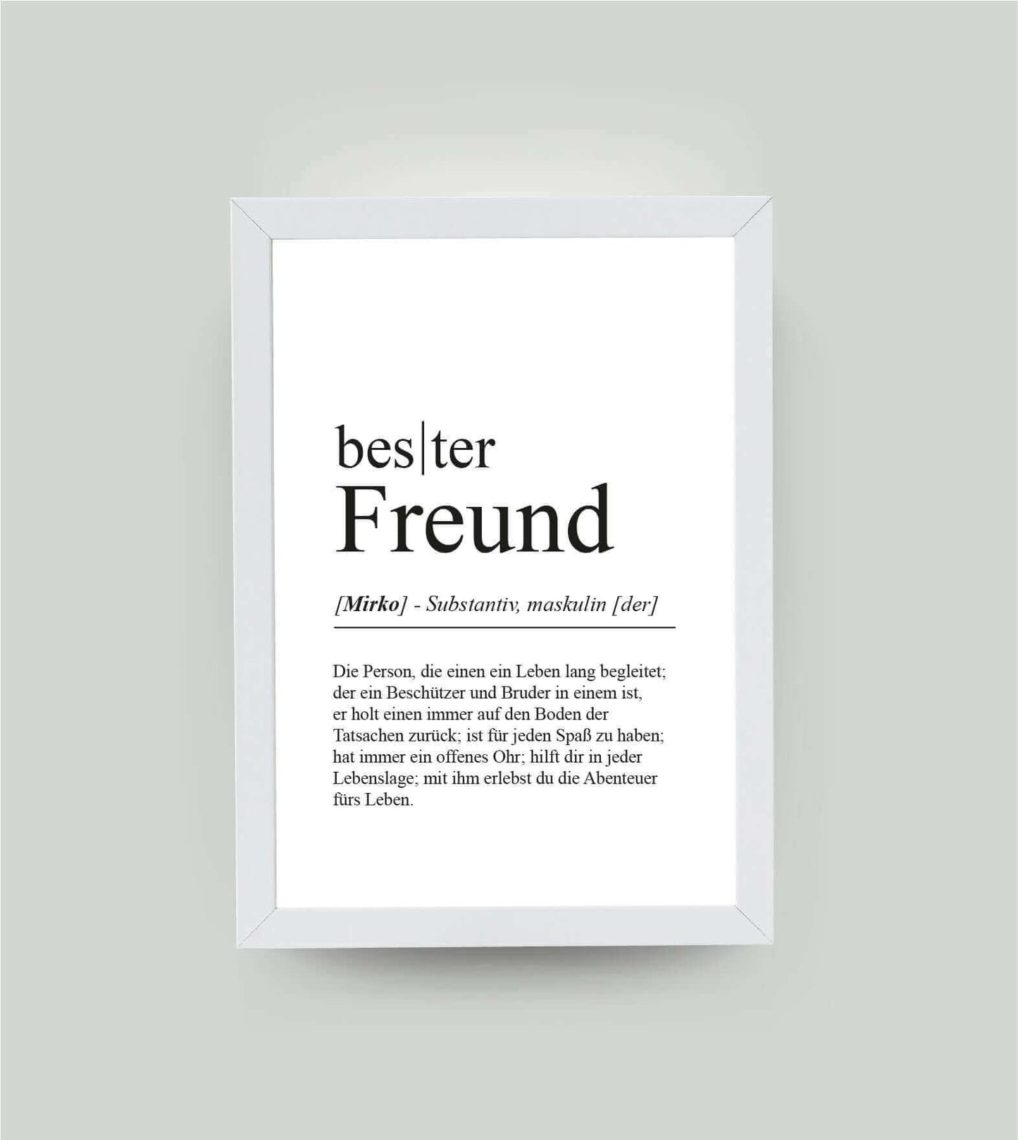 Personalisiertes Bild “Definition BESTER FREUND”, DIN A4, mit Rahmen weiß 21x30cm, ohne Passepartout, Copyright: 321geschenke.de