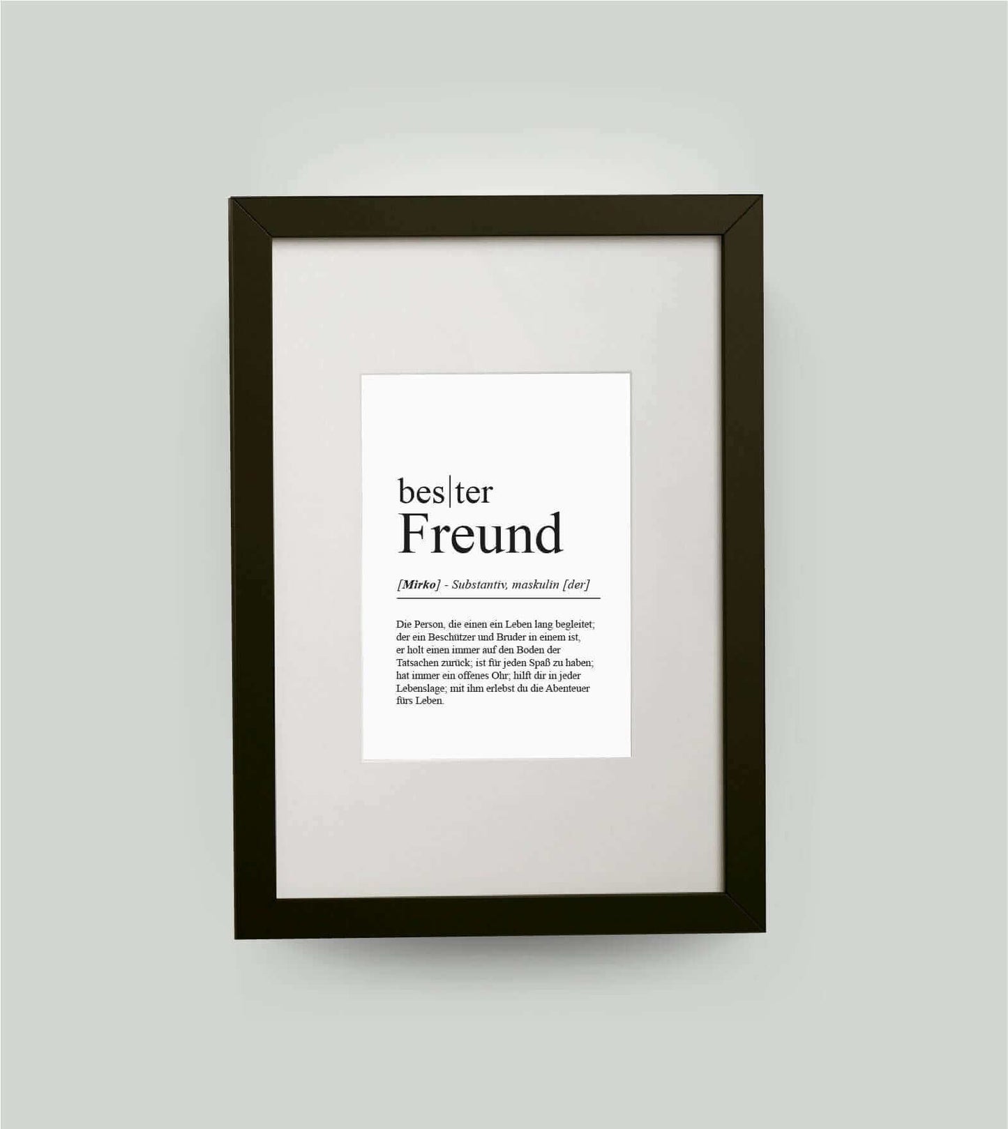 Personalisiertes Bild “Definition BESTER FREUND”, DIN 13x18cm, mit Rahmen schwarz 21x30cm, ohne Passepartout, Copyright: 321geschenke.de