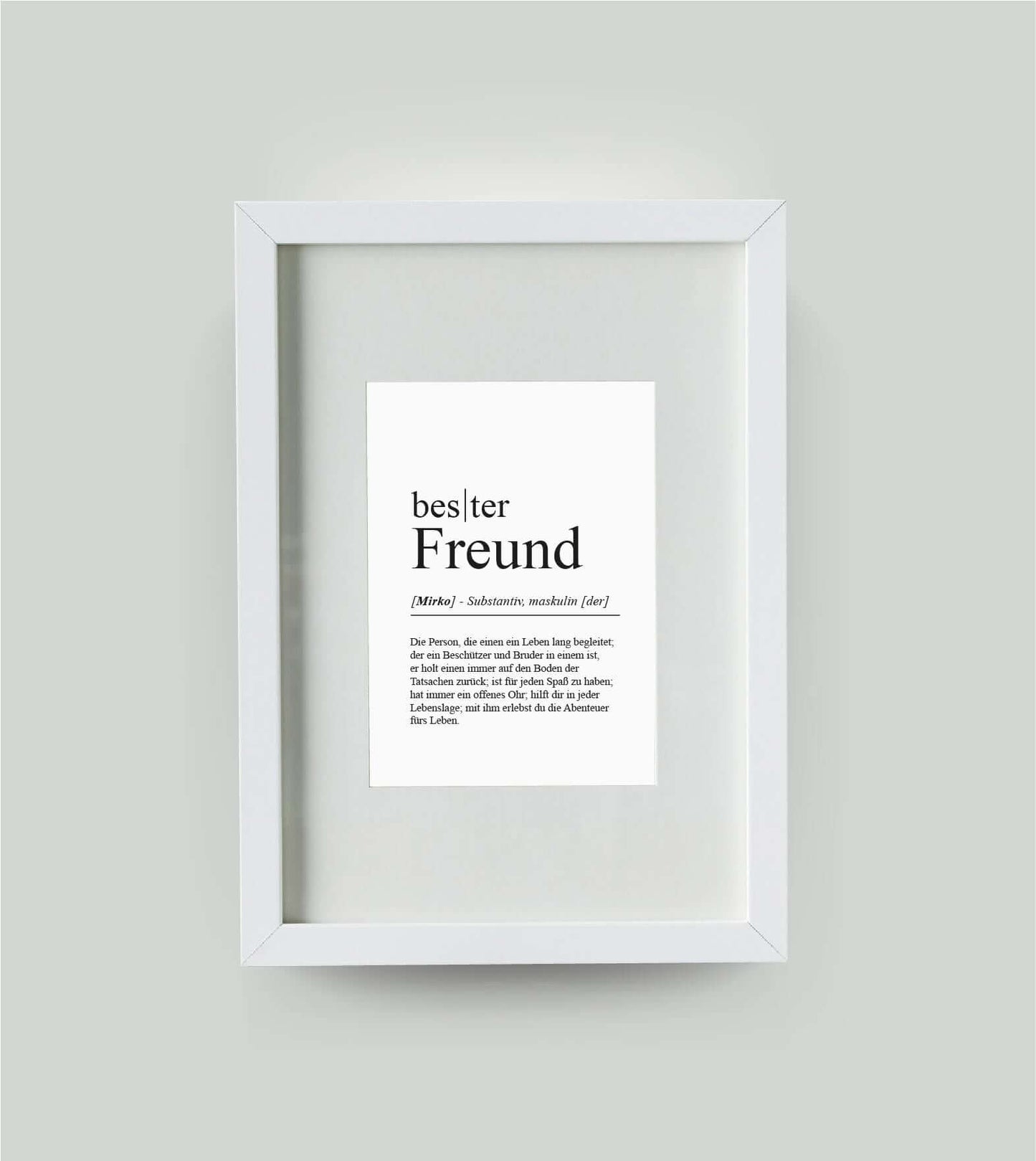 Personalisiertes Bild “Definition BESTER FREUND”, DIN 13x18cm, mit Rahmen weiß 21x30cm, ohne Passepartout, Copyright: 321geschenke.de