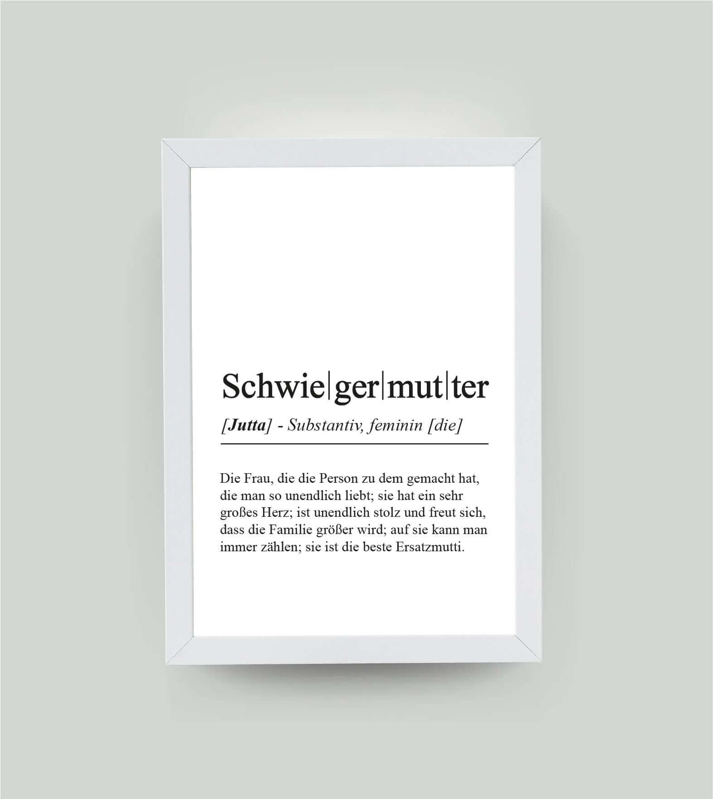 Personalisiertes Bild “Definition SCHWIEGERMUTTER”, DIN A4, mit Rahmen weiß 21x30cm, ohne Passepartout, Copyright: 321geschenke.de
