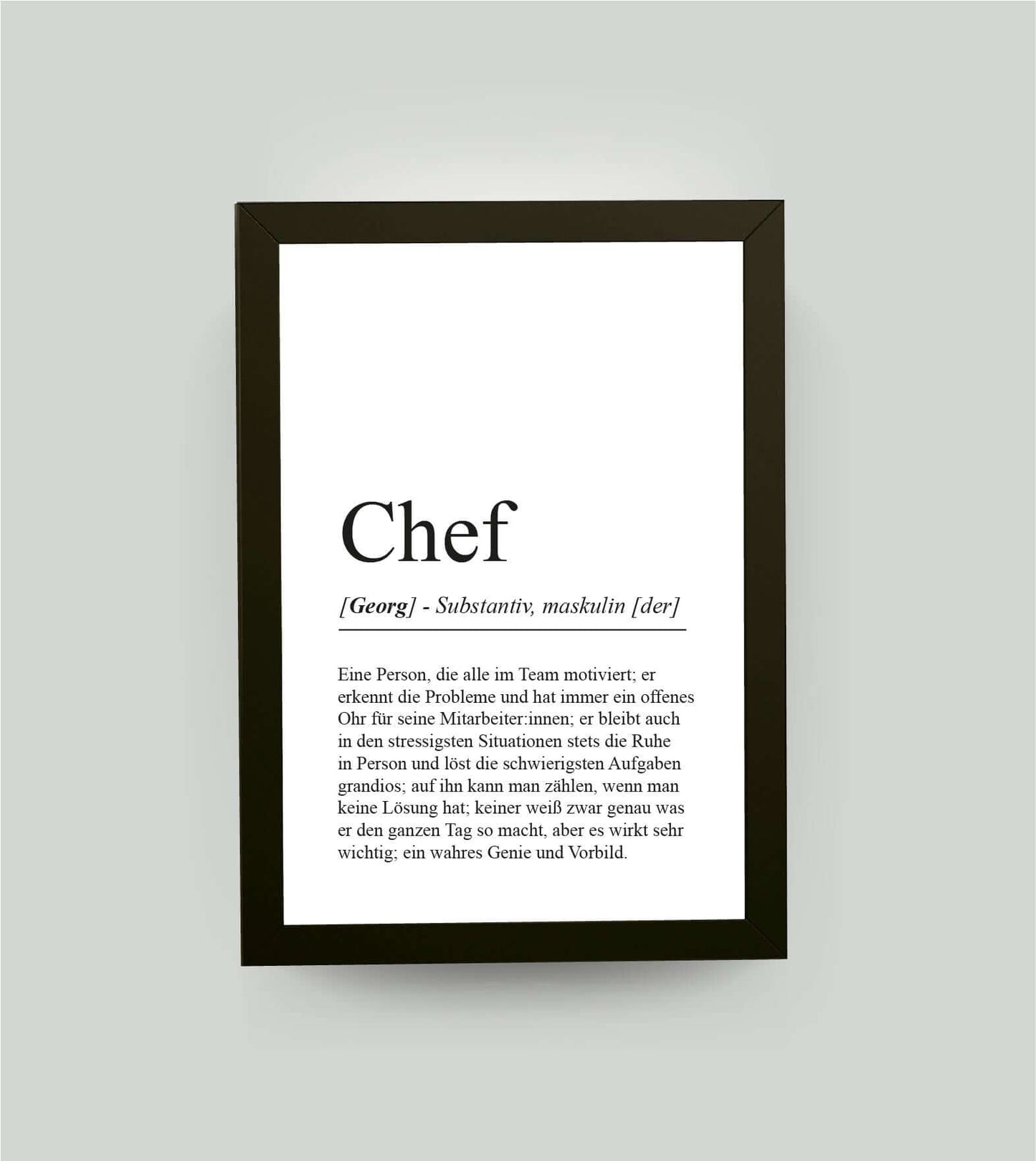 Personalisiertes Bild “Definition CHEF”, DIN A4, mit Rahmen schwarz 21x30cm, ohne Passepartout, Copyright: 321geschenke.de
