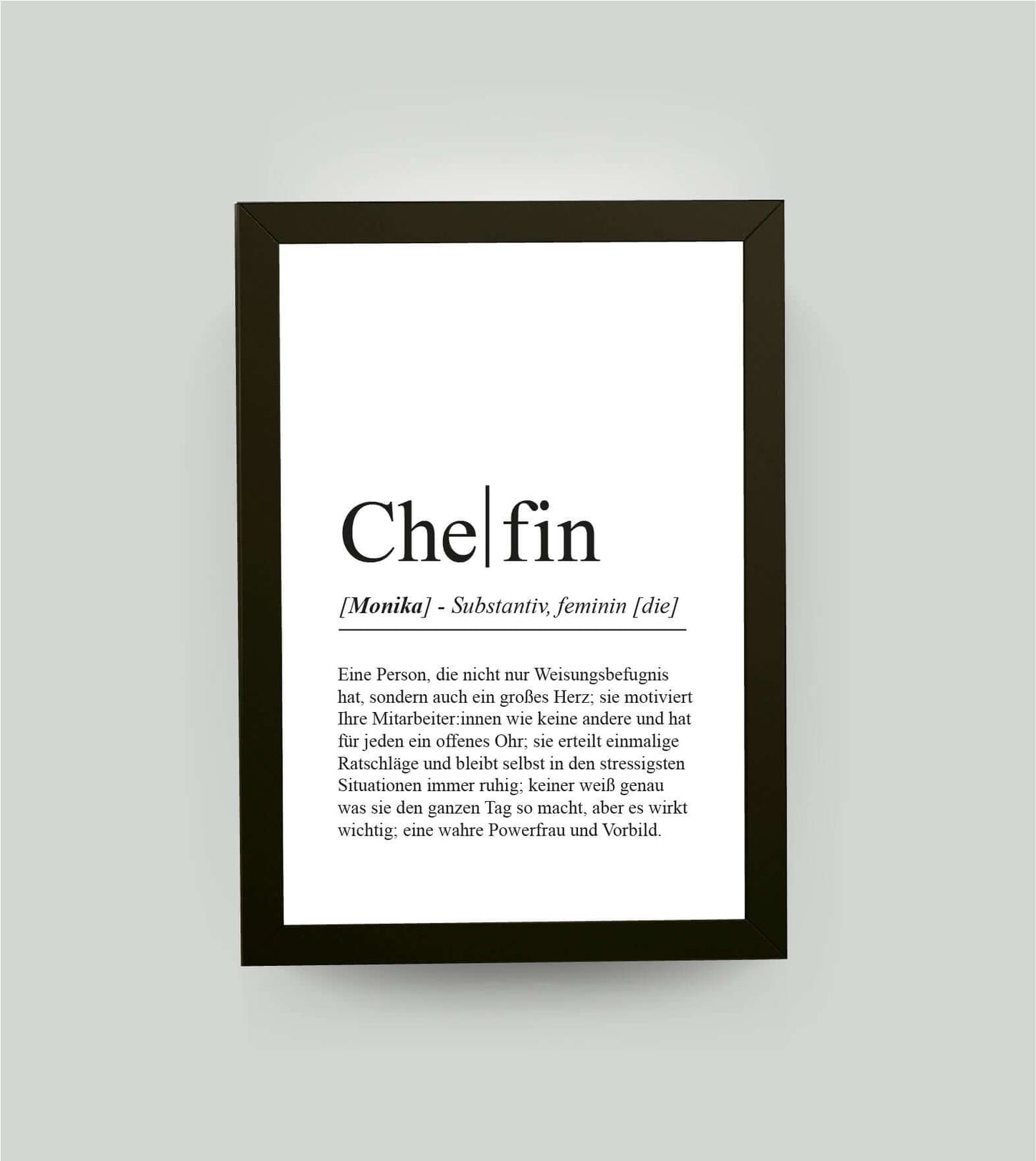 Personalisiertes Bild “Definition CHEFIN”, DIN A4, mit Rahmen schwarz 21x30cm, ohne Passepartout