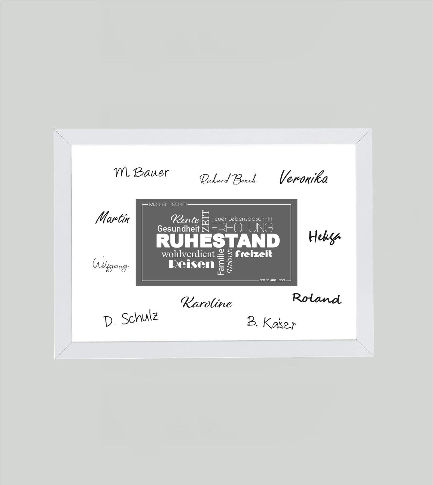 Personalisiertes Bild “Ruhestand Abschiedsgeschenk”, Bildfarbe: Anthrazit/Schwarz, Grau, Weiß, Bildgröße: DIN A4, DIN A3, Bilderrahmen: Ohne Bilderrahmen, Bilderrahmen weiß ohne Passepartout, Bilderrahmen schwarz ohne Passepartout,Copyright: 321geschenke.de