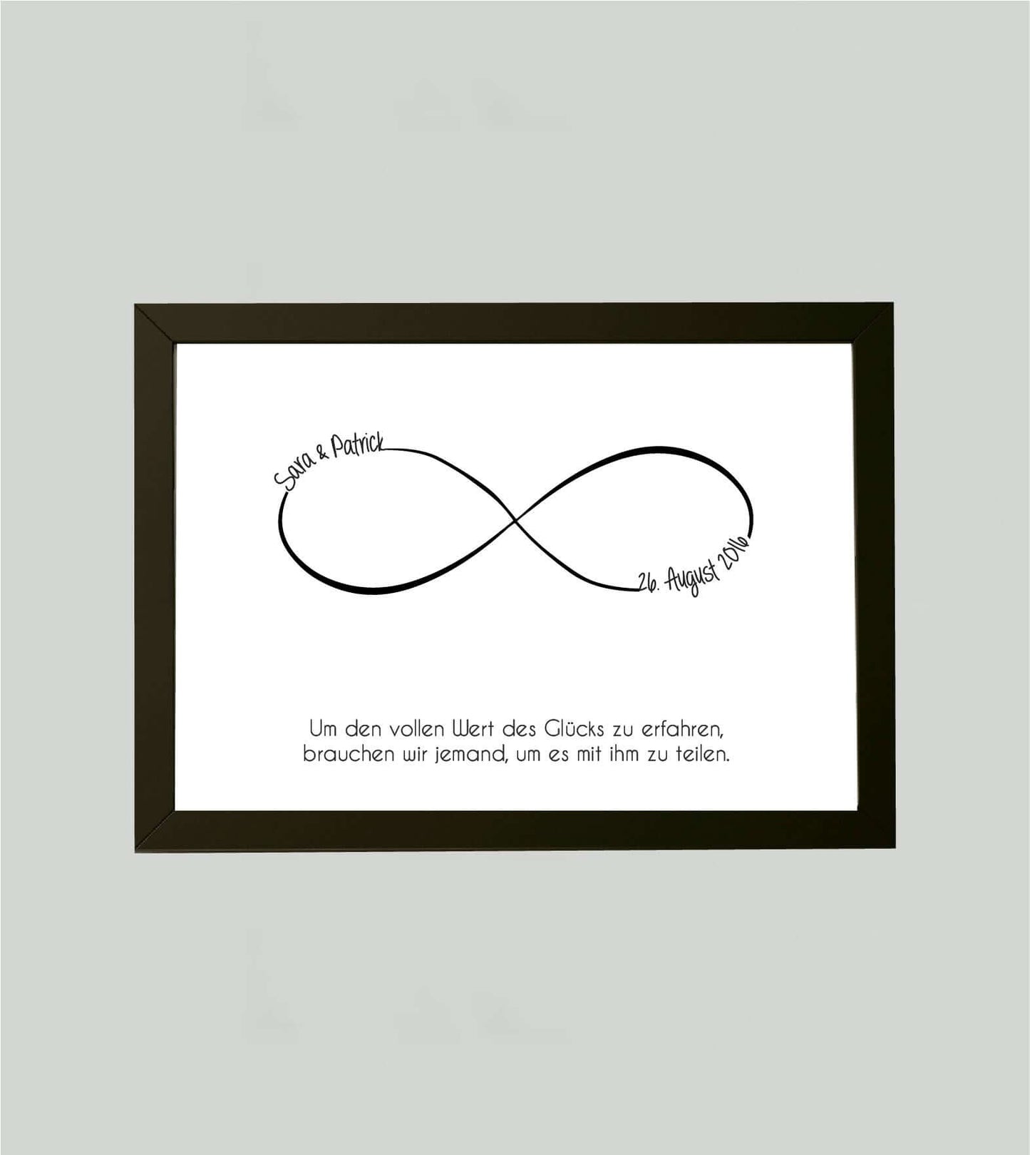 Personalisiertes Bild „Unendlichkeit”, Bildfarbe: Weiß, Bildgröße: 13x18cm, Bilderrahmen: Bilderrahmen schwarz ohne Passepartout, Copyright:321geschenke.de