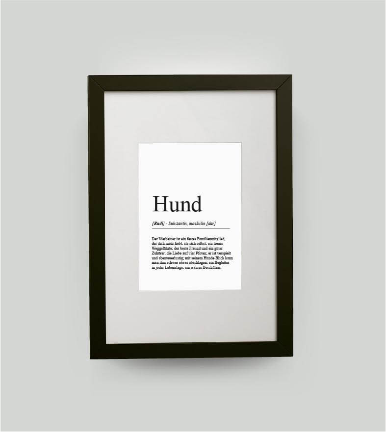 Personalisiertes Bild “Definition HUND”, DIN 13x18cm, mit Rahmen schwarz 21x30cm, ohne Passepartout, Copyright: 321geschenke.de