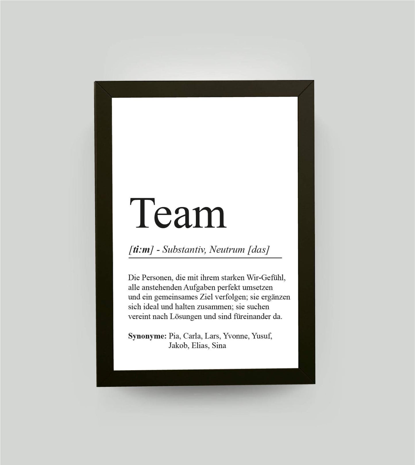 Personalisiertes Bild “Definition TEAM”, Bildgröße: DIN A4, Bilderrahmen: Bilderrahmen schwarz, Copyright: 321geschenke.de