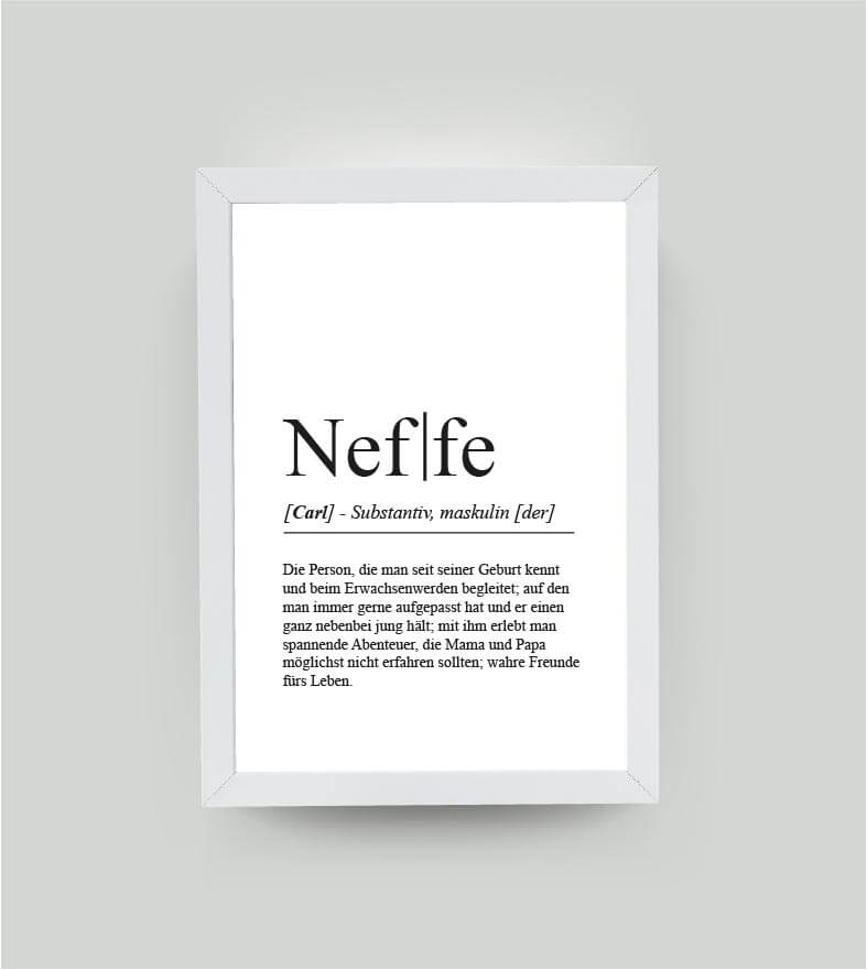 Personalisiertes Bild “Definition NEFFE”, DIN A4, mit Rahmen weiß 21x30cm, ohne Passepartout, Copyright: 321geschenke.de