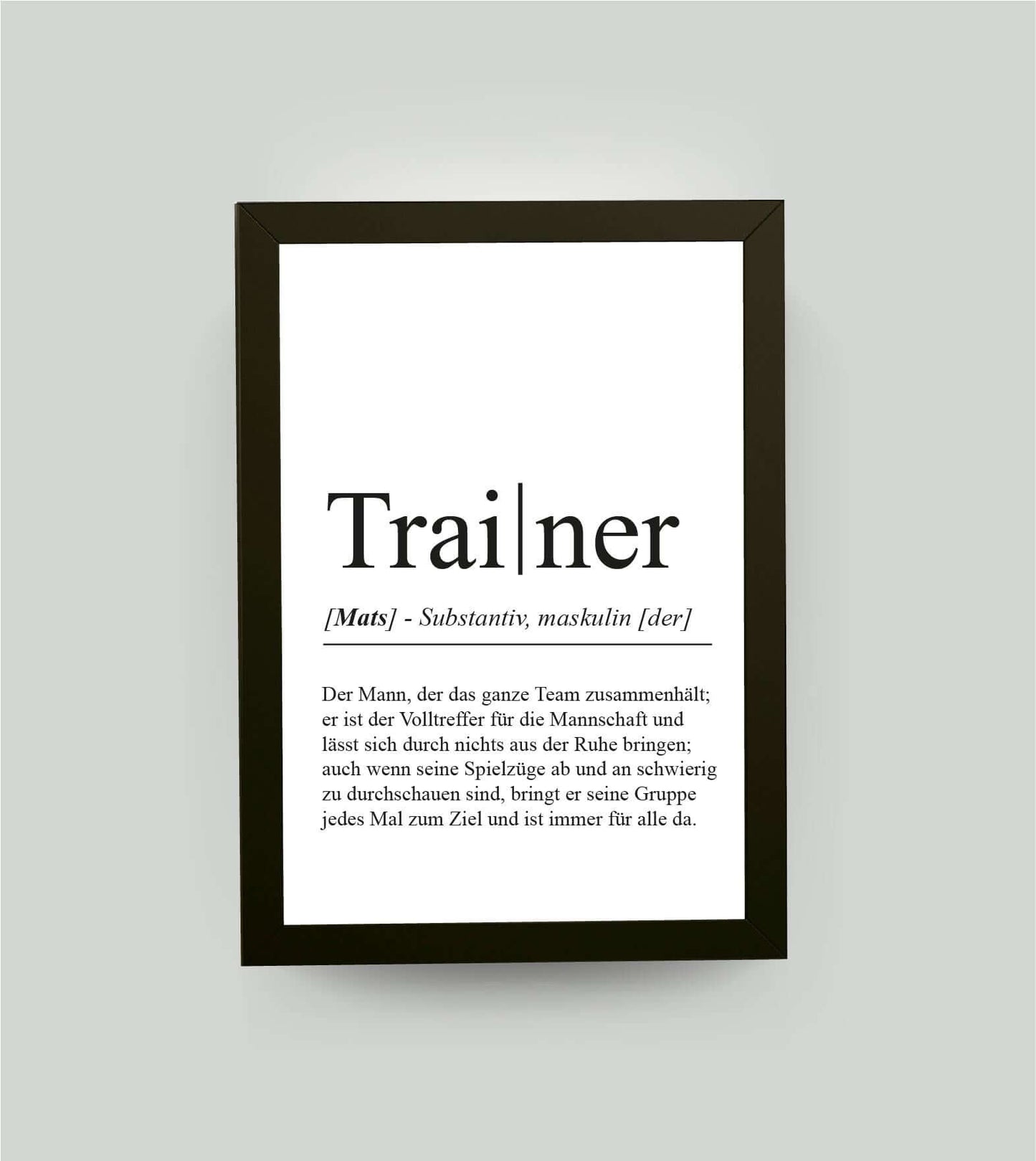Personalisiertes Bild “Definition TRAINER”, Bildgröße: 13x18cm, Bilderrahmen: Bilderrahmen schwarz ohne Passepartout, , Copyright: 321geschenke.de