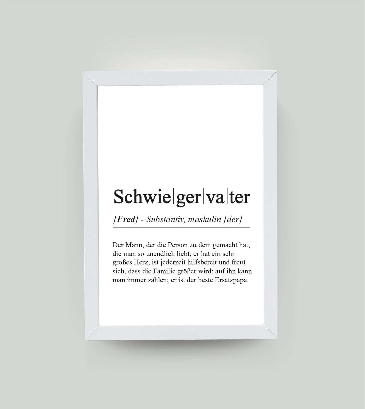 Personalisiertes Bild “Definition SCHWIEGERVATER”, DIN A4, mit Rahmen weiß 21x30cm, ohne Passepartout, Copyright: 321geschenke.de