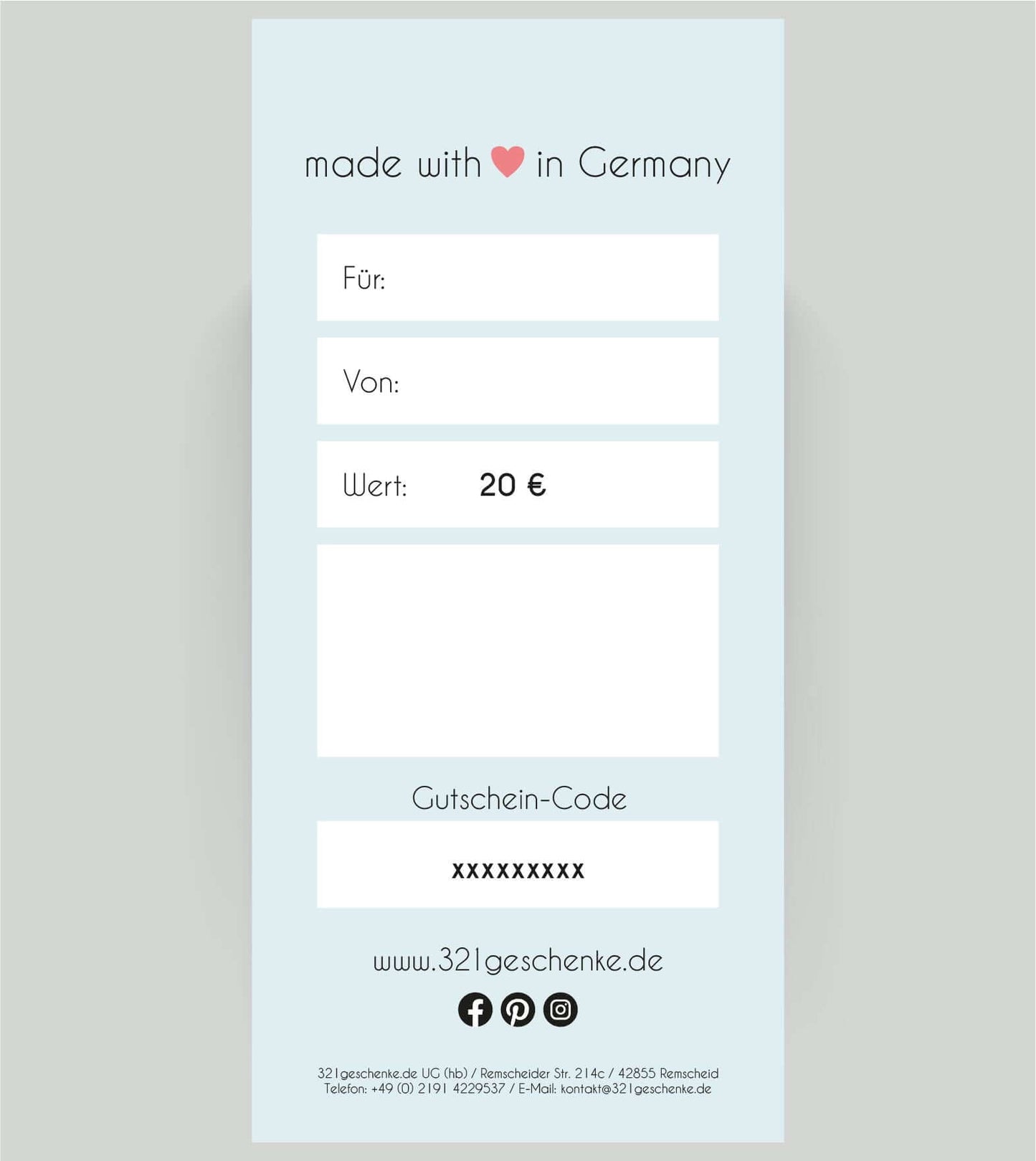 Geschenkgutschein 20 EUR hinten Übersicht, Copyright: 321geschenke.de