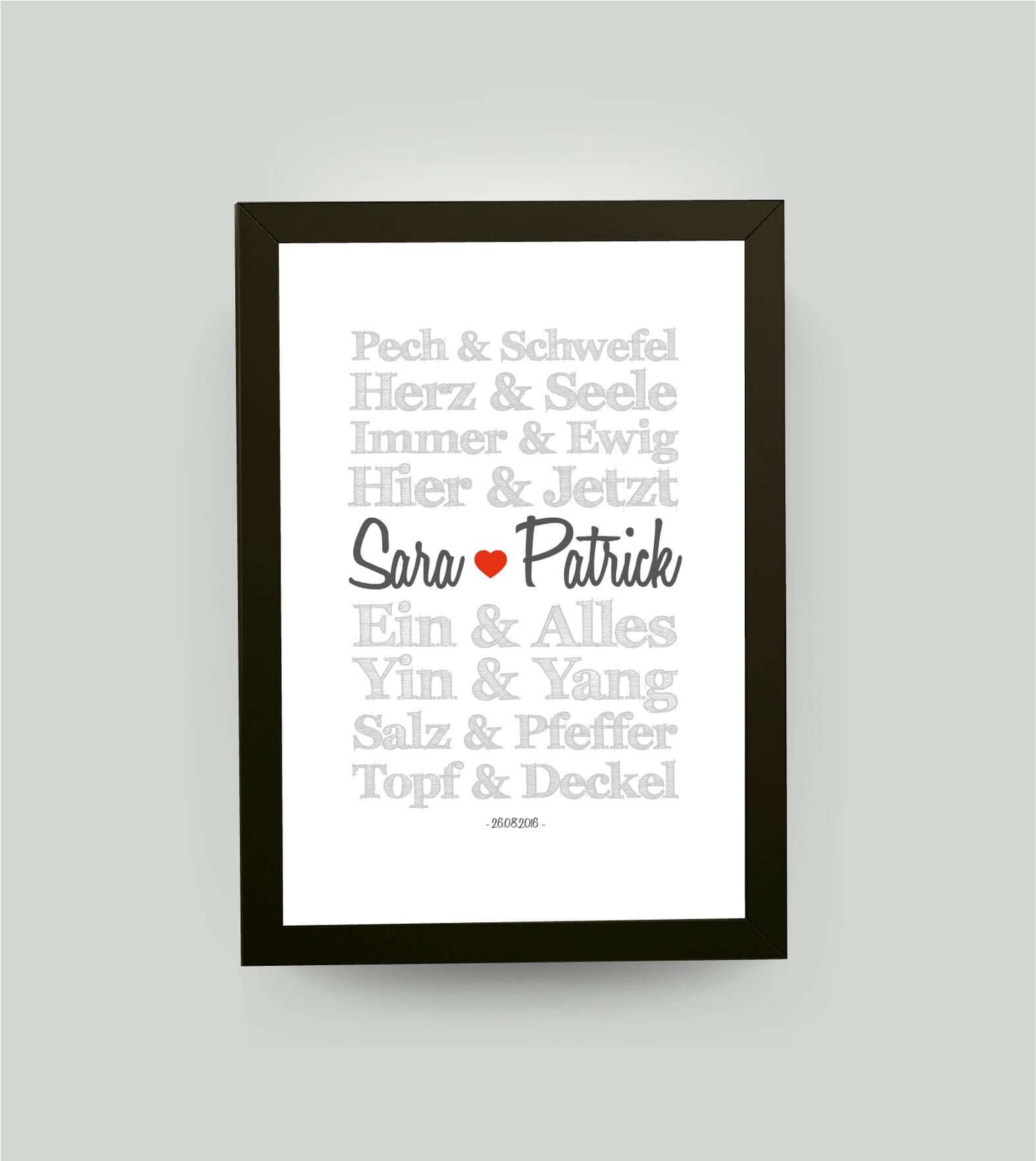 Personalisiertes Bild “TRAUMPAARE – Herz und Seele”, Bildgröße: 13x18cm, Bilderrahmen: Bilderrahmen schwarz ohne Passepartout, ,Copyright: 321geschenke.de