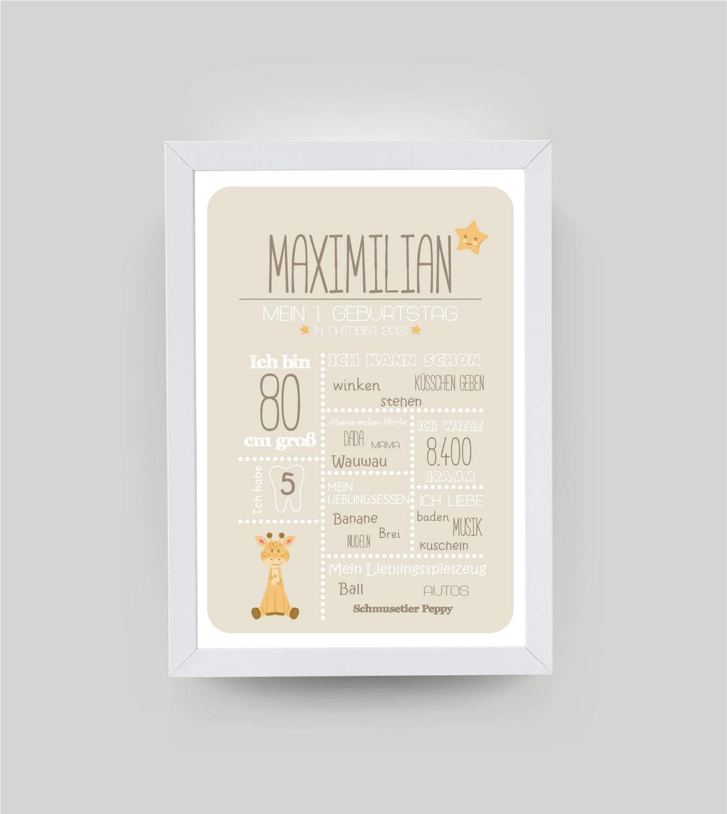 Personalisiertes Bild „1. Geburtstag” Meilensteinposter, Bildgröße: 13x18cm, Bilderrahmen: Ohne Bilderrahmen, ,Copyright: 321geschenke.de