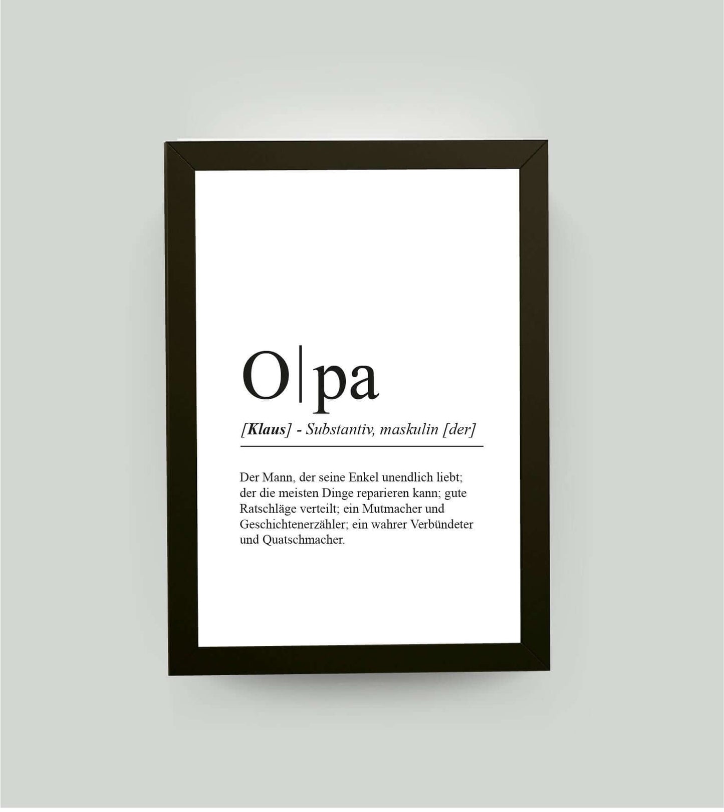 Personalisiertes Bild “Definition OPA”, DIN A4, mit Rahmen schwarz 21x30cm, ohne Passepartout, Copyright: 321geschenke.de