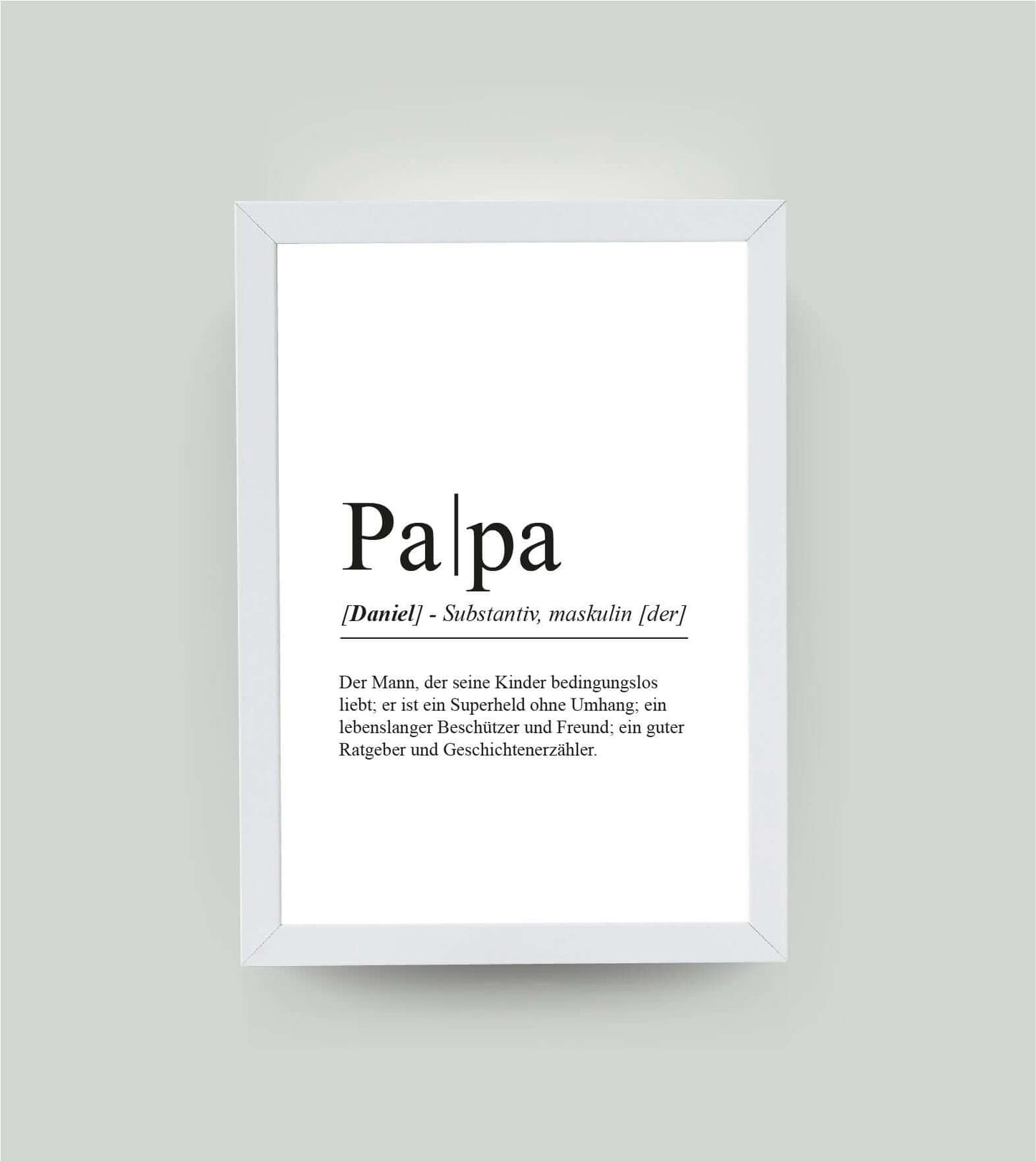 Personalisiertes Bild “Definition PAPA”, DIN A4, mit Rahmen weiß 21x30cm, ohne Passepartout, Copyright: 321geschenke.de