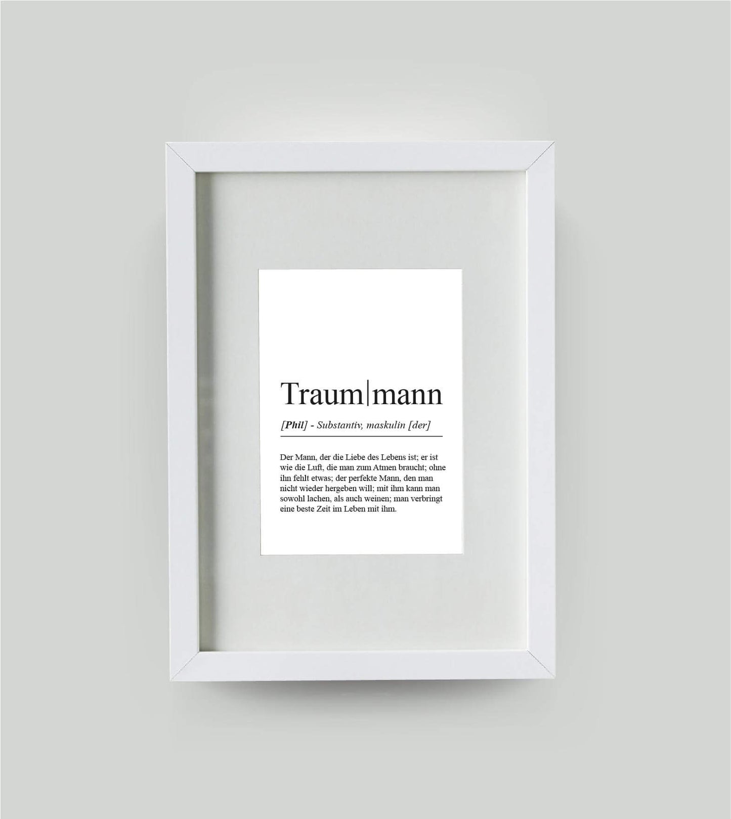 Personalisiertes Bild “Definition TRAUMMANN”, Bildgröße: DIN A4, Bilderrahmen: Bilderrahmen weiß mit Passepartout, , Copyright: 321geschenke.de
