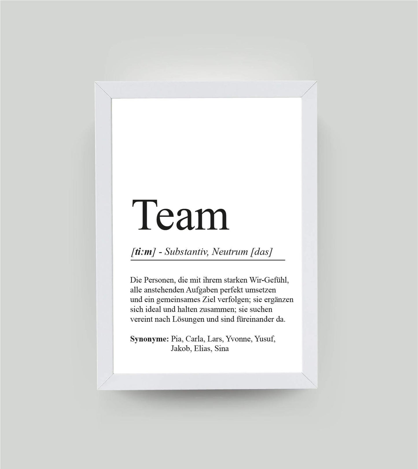 Personalisiertes Bild “Definition TEAM”, Bildgröße: DIN A4, Bilderrahmen: Bilderrahmen weiß, Copyright: 321geschenke.de