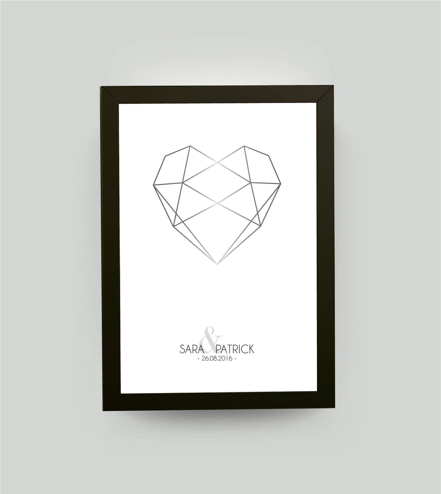 Personalisiertes Bild “Diamant”, Bildfarbe: Grau, Bildgröße: 13x18cm, Bilderrahmen: Bilderrahmen schwarz ohne Passepartout, Copyright: 321geschenke.de